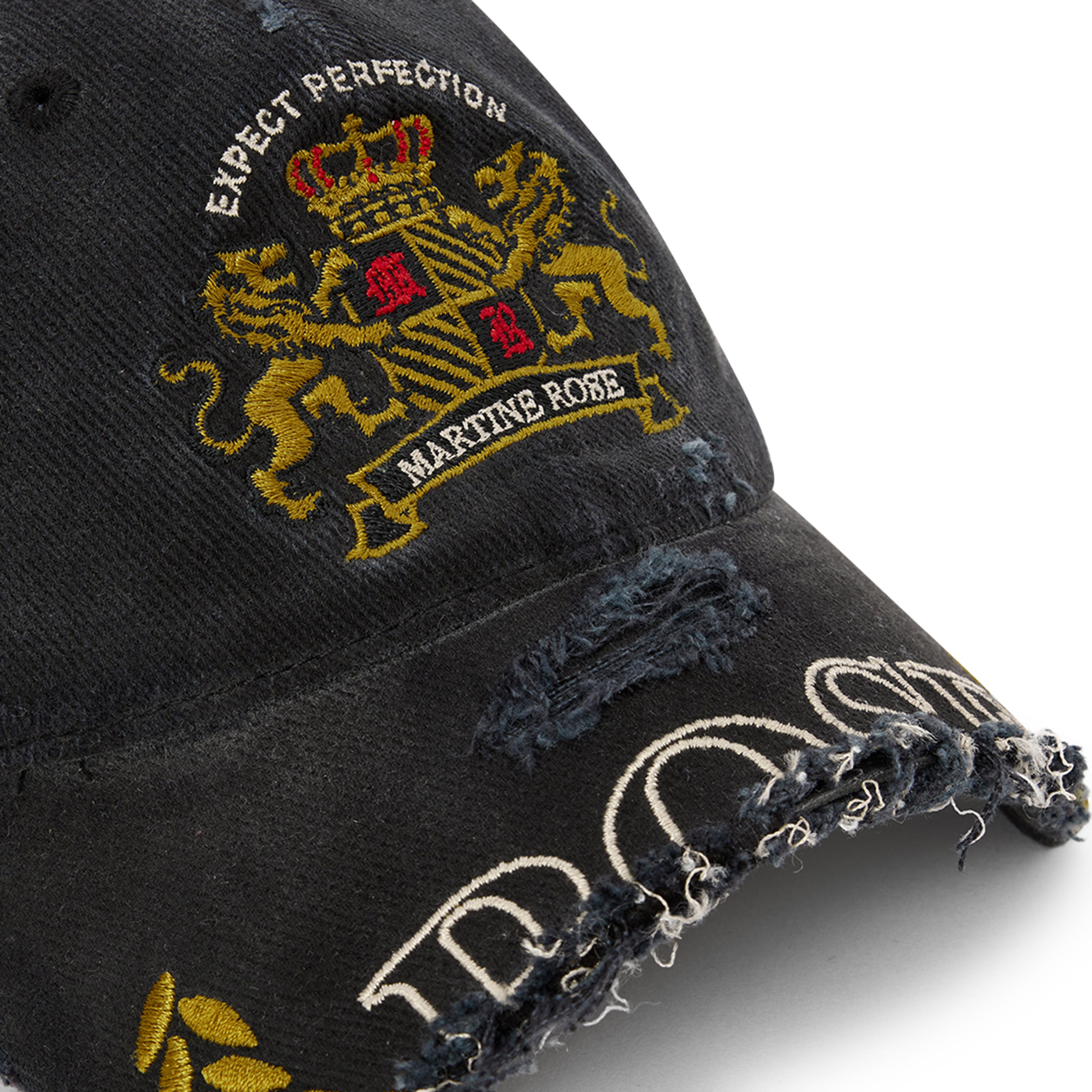 CUT PEAK CAP in WASHED BLACK | Martine Rose