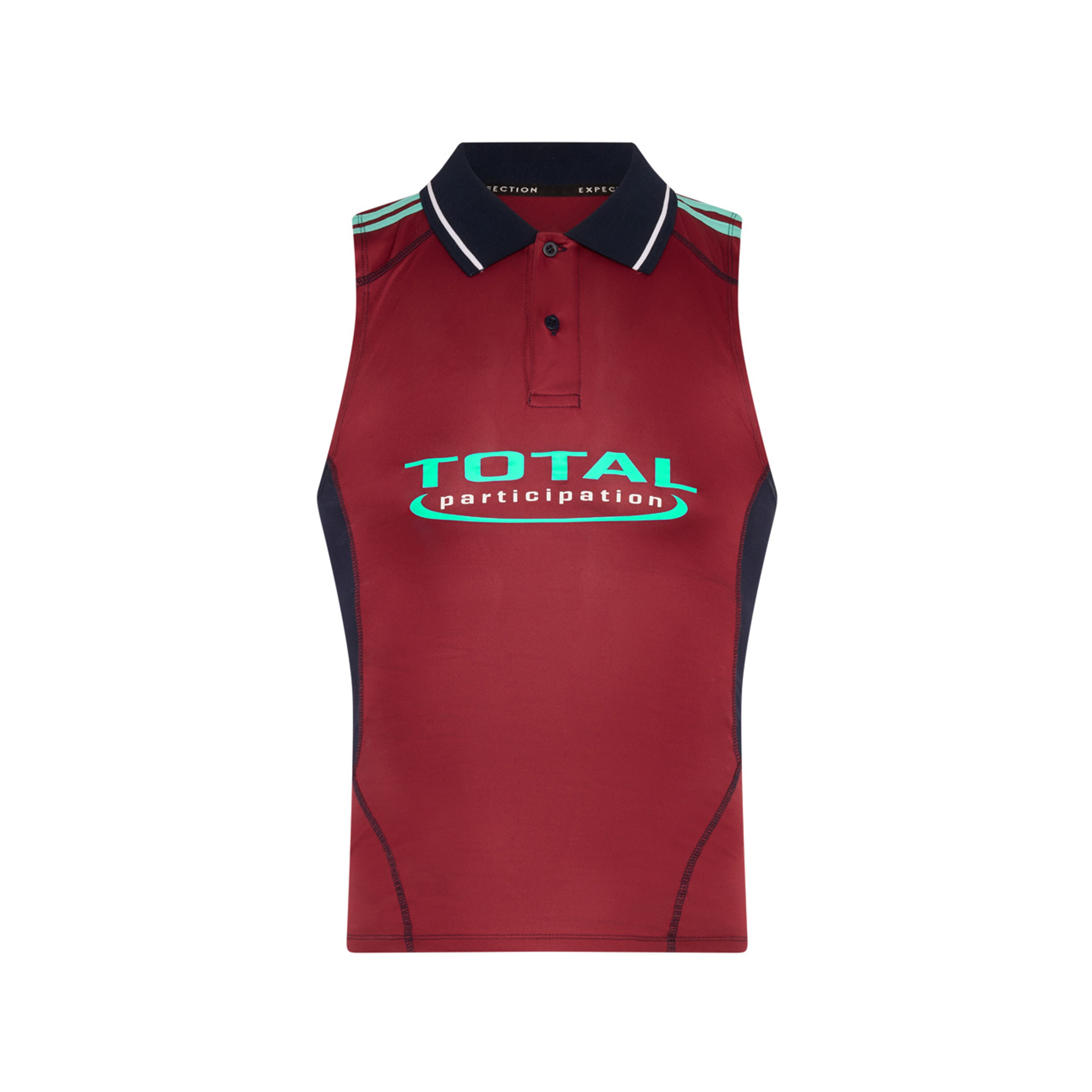 SHRUNKEN STRETCH FOOTBALL VEST in BURGUNDY | Martine Rose