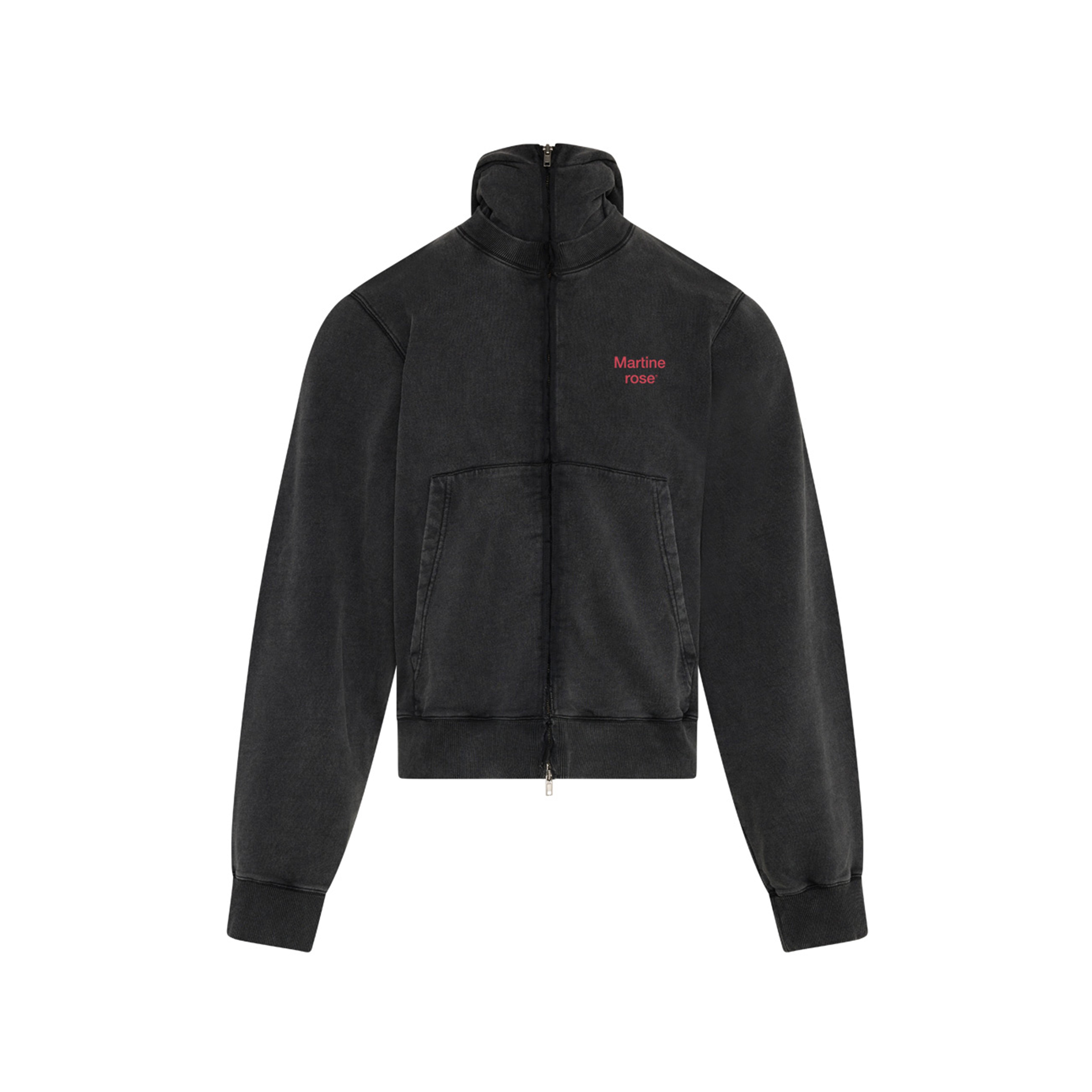 HOODED ZIP CREW in WASHED BLACK | Martine Rose