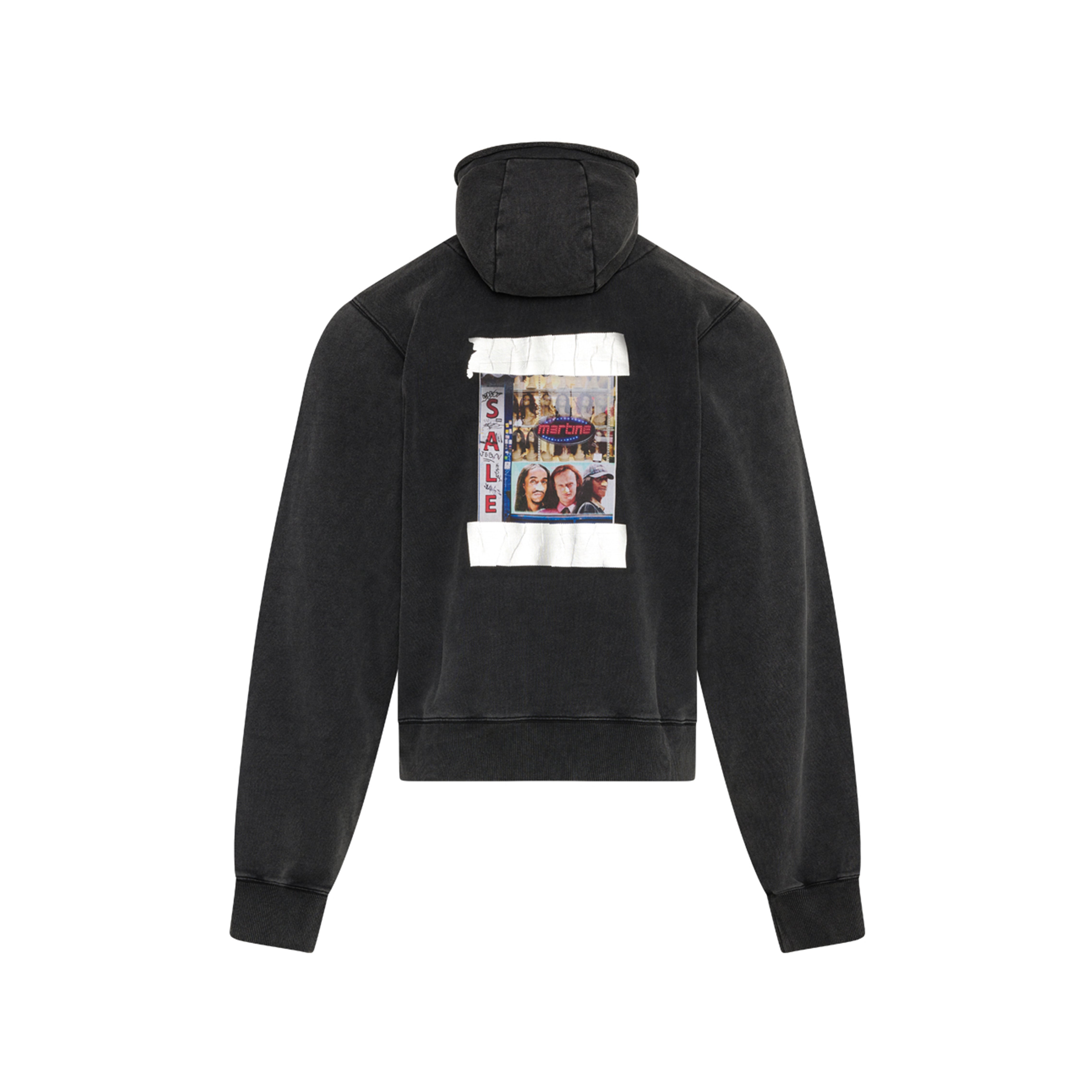 HOODED ZIP CREW in WASHED BLACK | Martine Rose