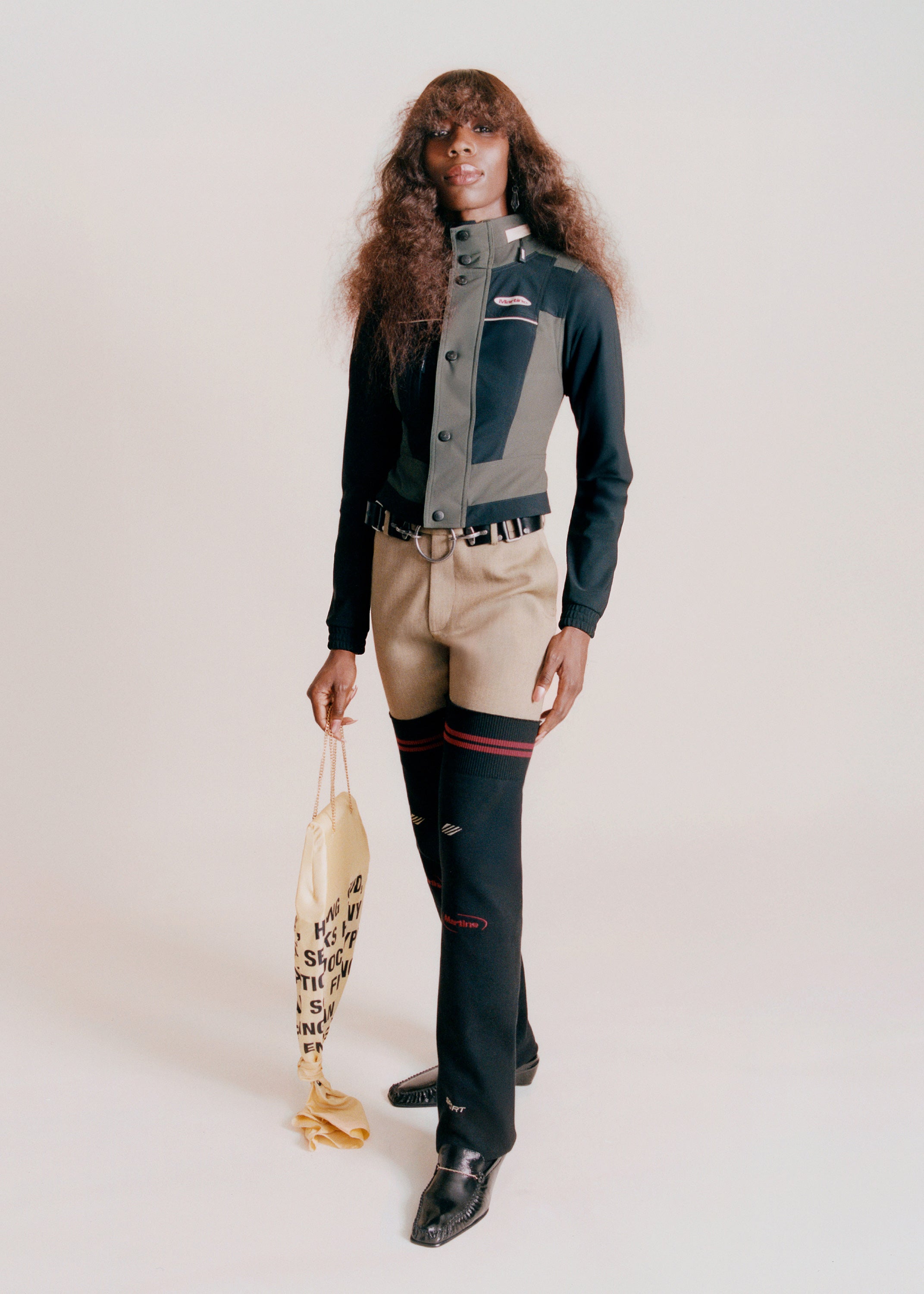 WOMENS STRETCH JACKET in DARK GREEN & BLACK | Martine Rose