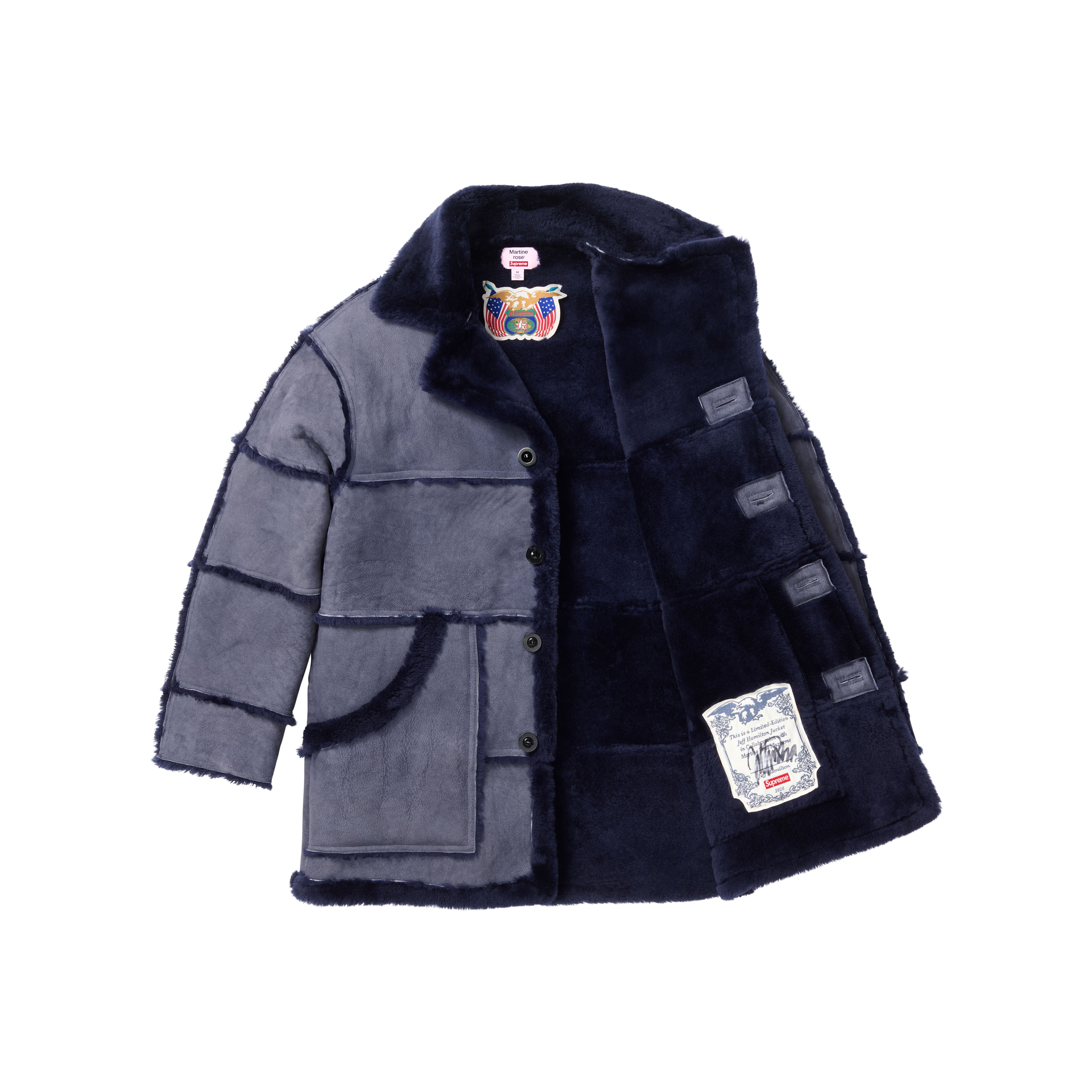 PREORDER SUPREME®/MARTINE ROSE®/JEFF HAMILTON SHEARLING COAT in ROYAL | Martine Rose
