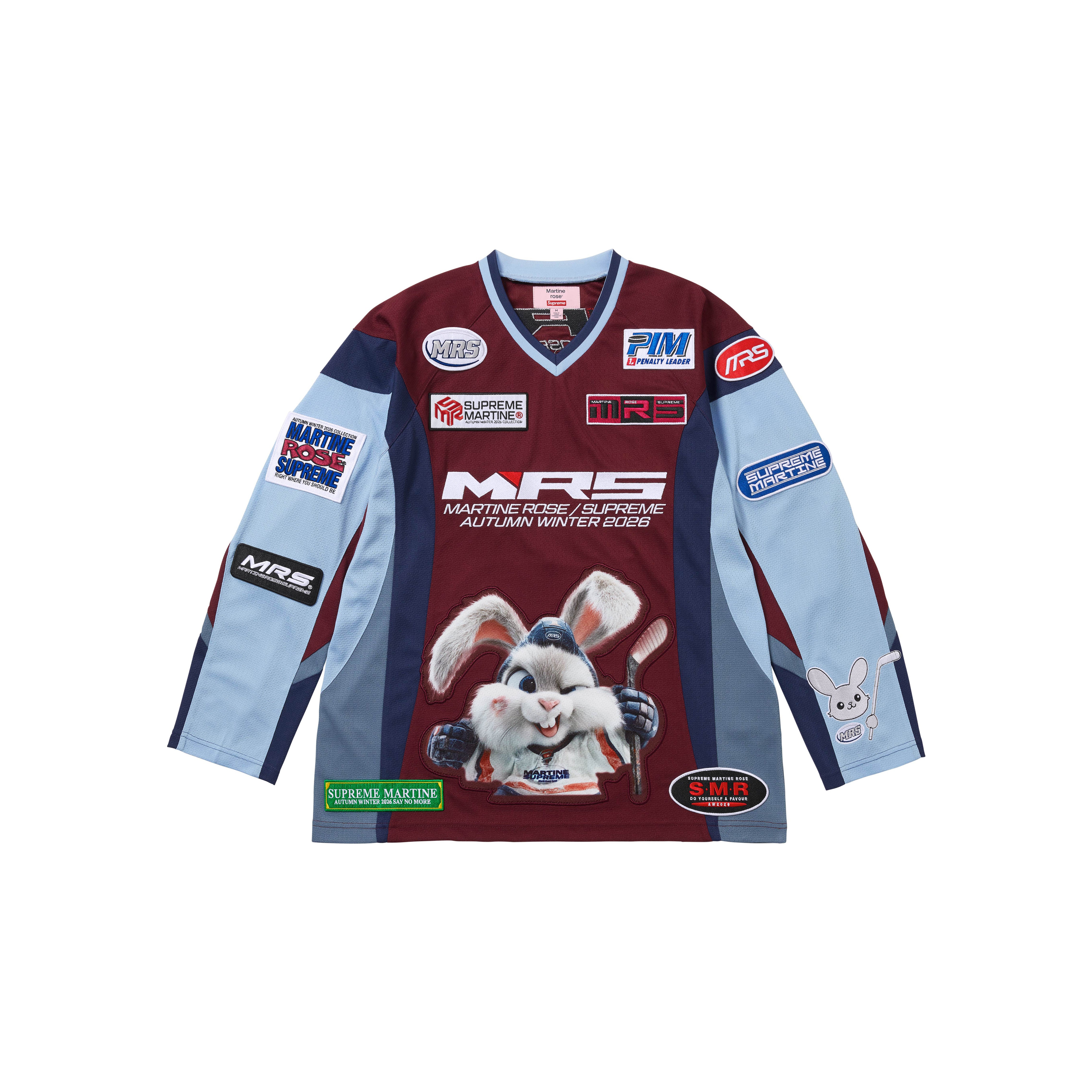 PREORDER SUPREME®/MARTINE ROSE® HOCKEY JERSEY in BURGUNDY | Martine Rose