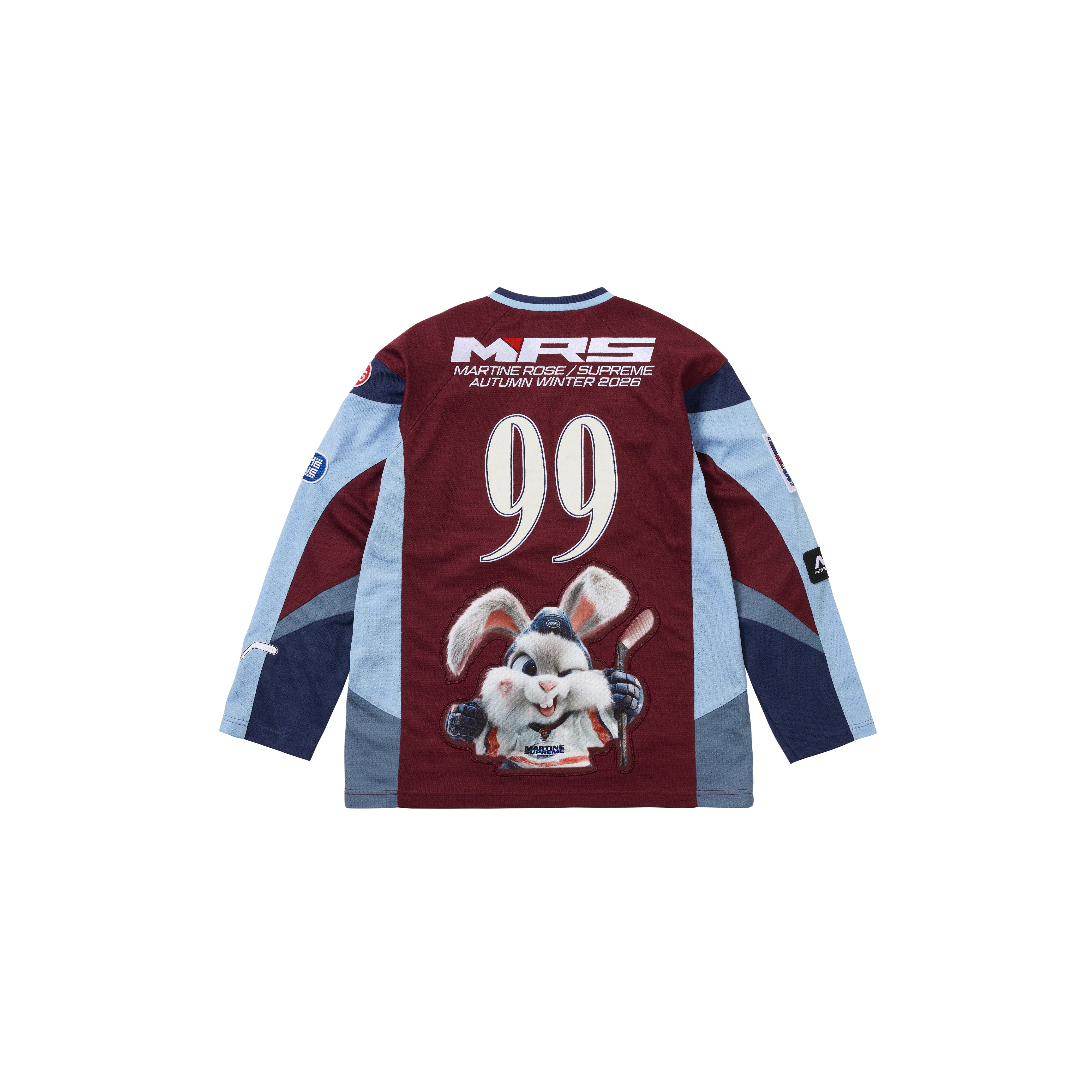 PREORDER SUPREME®/MARTINE ROSE® HOCKEY JERSEY in BURGUNDY | Martine Rose