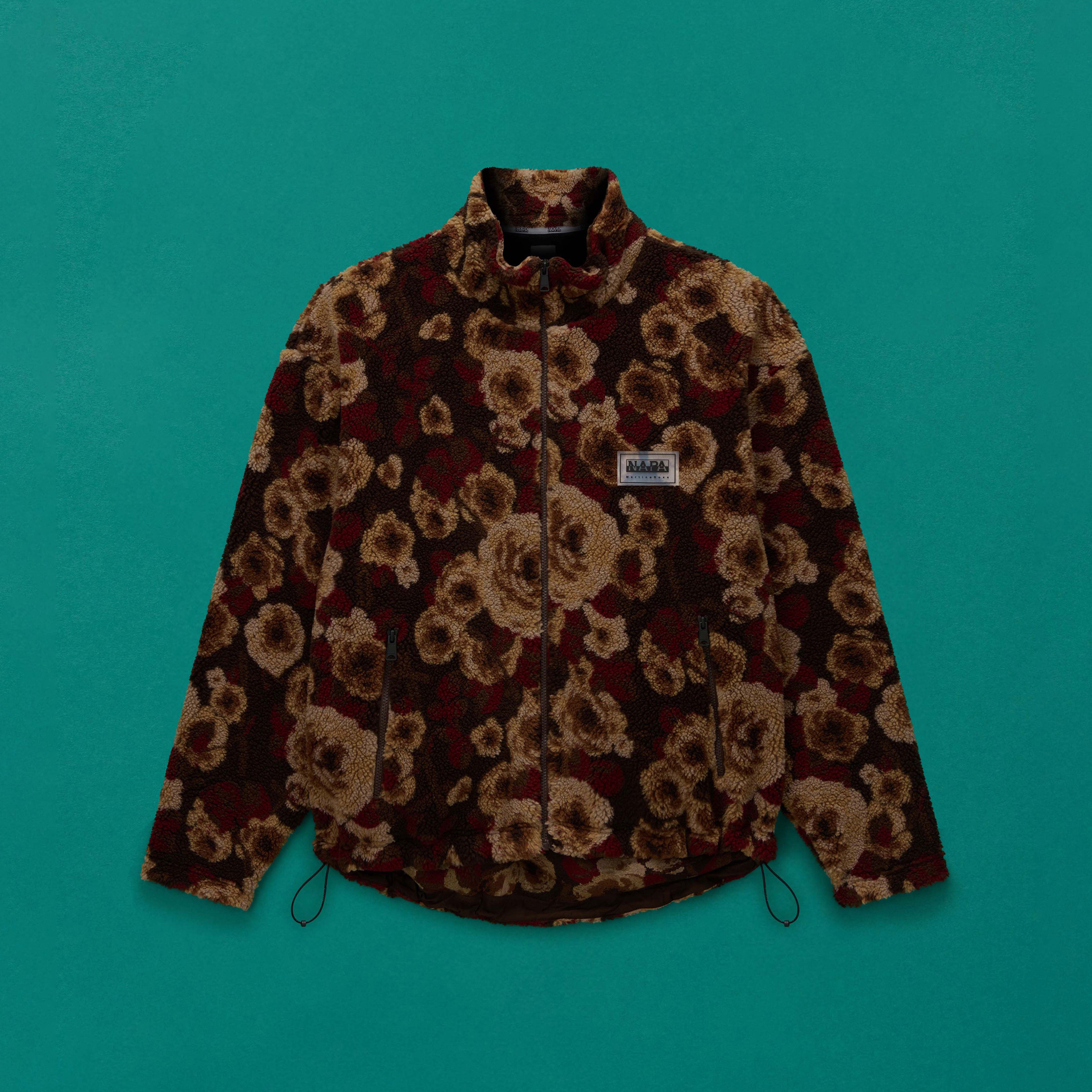 EMIN JACQUARD FULL ZIP FLEECE in BROWN FLORAL | Martine Rose