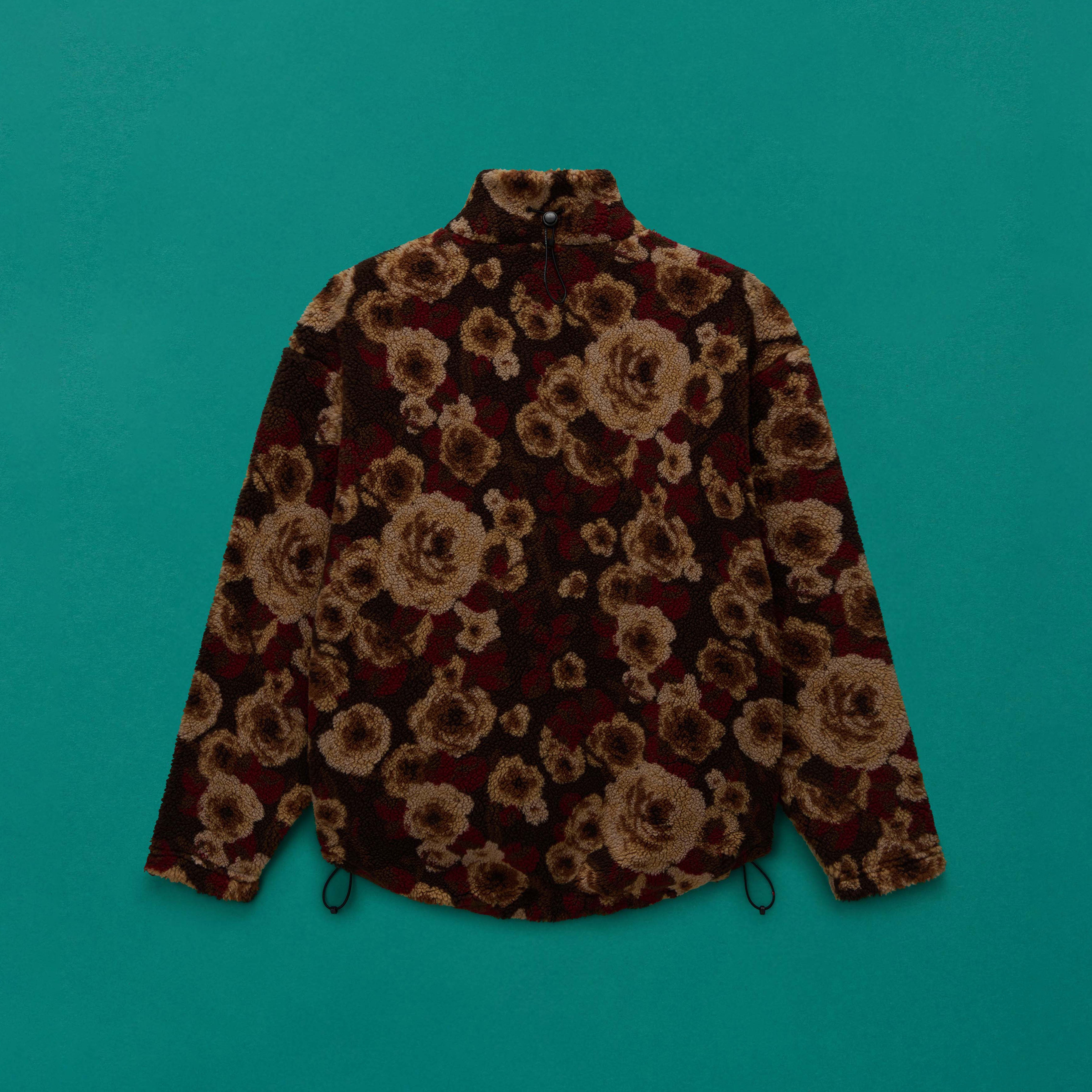 EMIN JACQUARD FULL ZIP FLEECE in BROWN FLORAL | Martine Rose