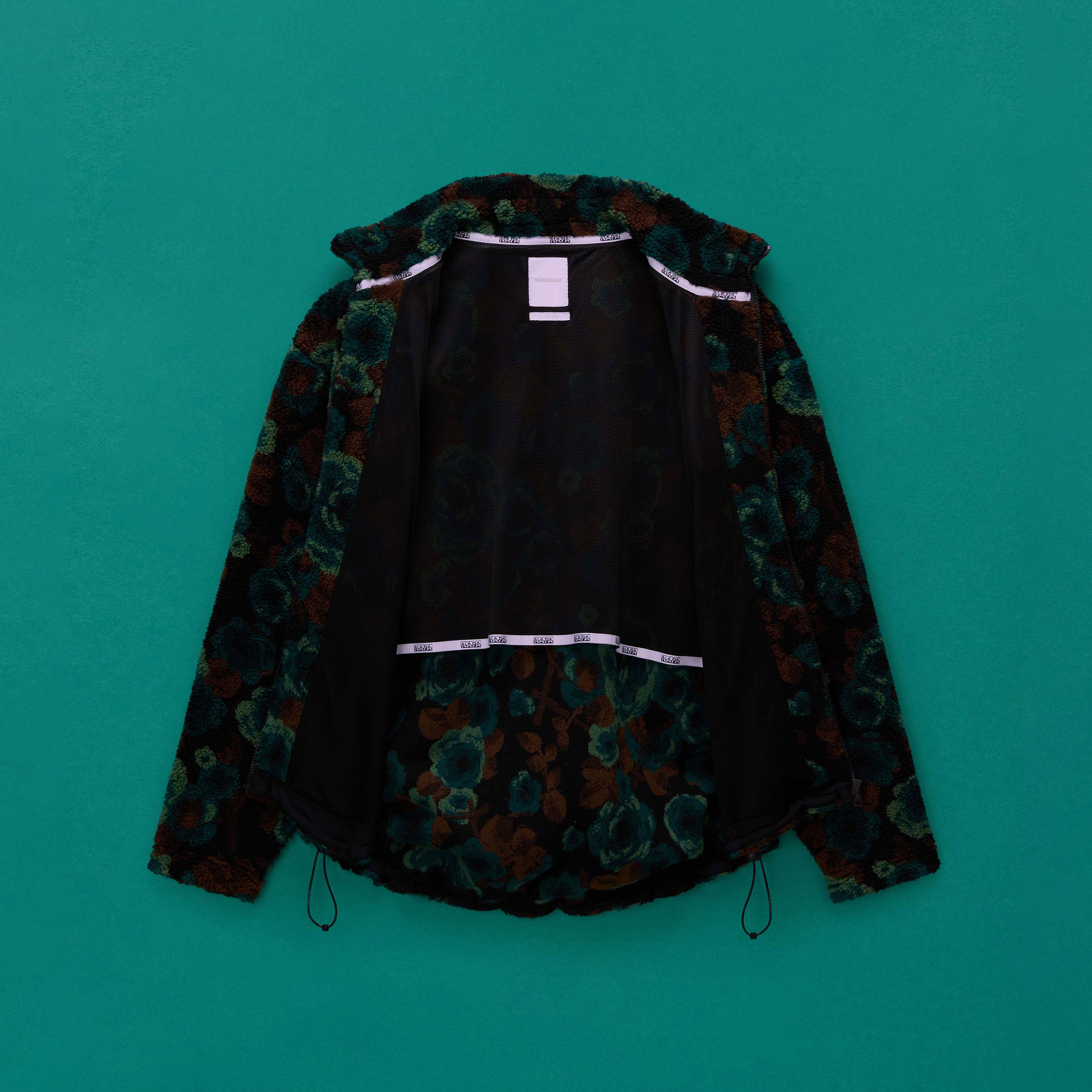 EMIN JACQUARD FULL ZIP FLEECE in TEAL FLORAL | Martine Rose