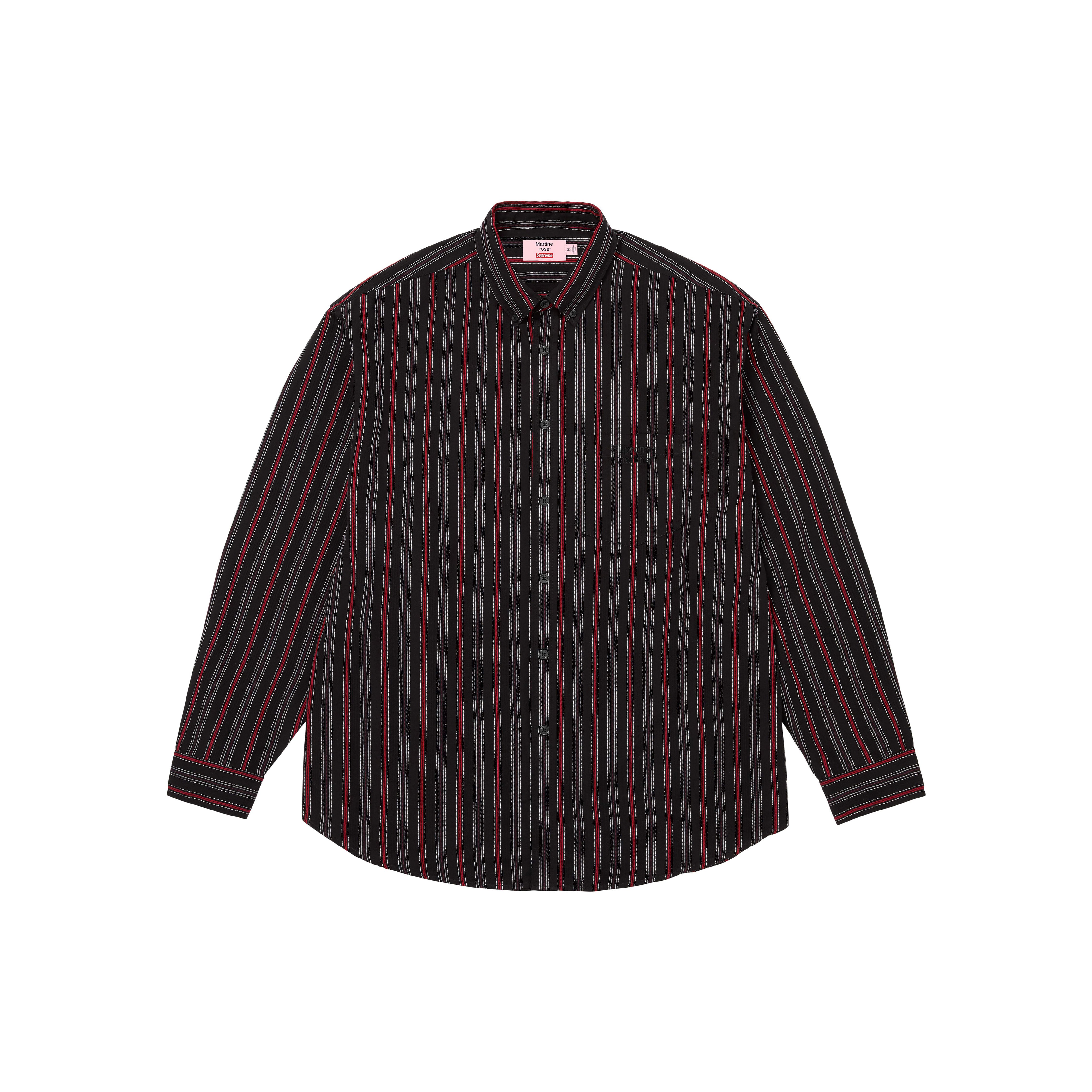 SUPREME®/MARTINE ROSE® METALLIC STRIPE SHIRT in BLACK | Martine Rose
