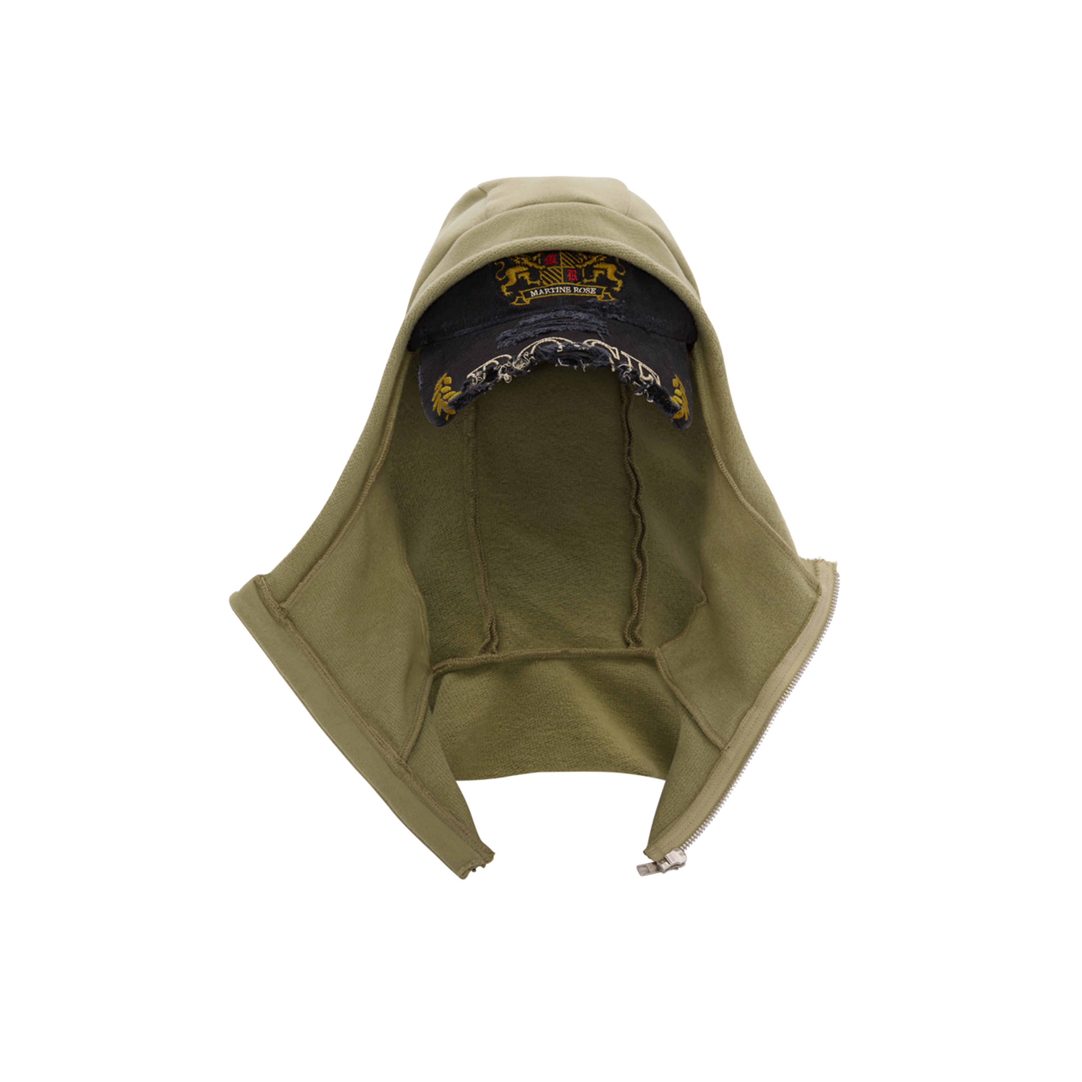 CUT PEAK HOOD in BLACK & WASHED SAGE | Martine Rose