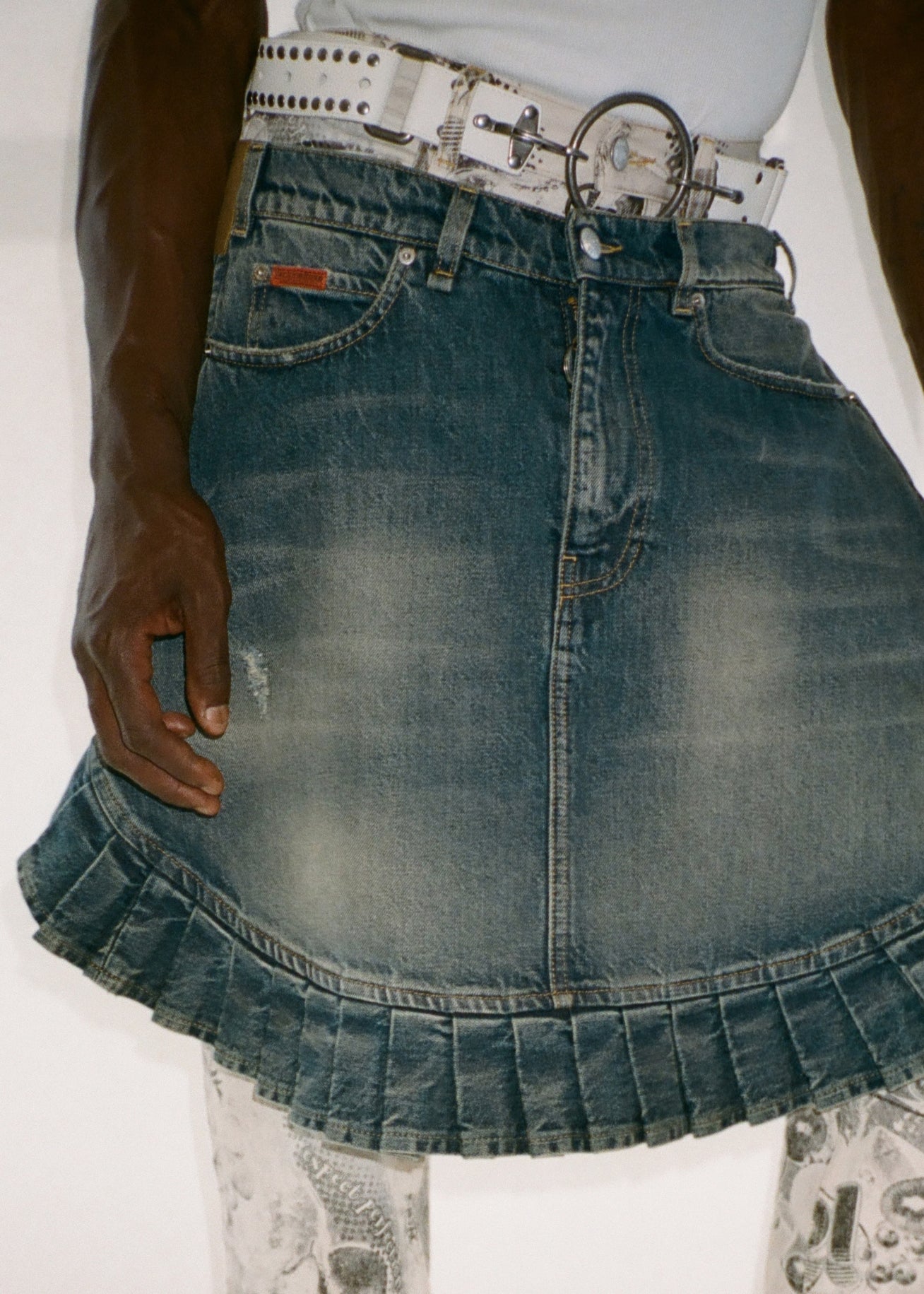 DENIM APRON SKIRT in BLUE TRUCKER WASH | Martine Rose