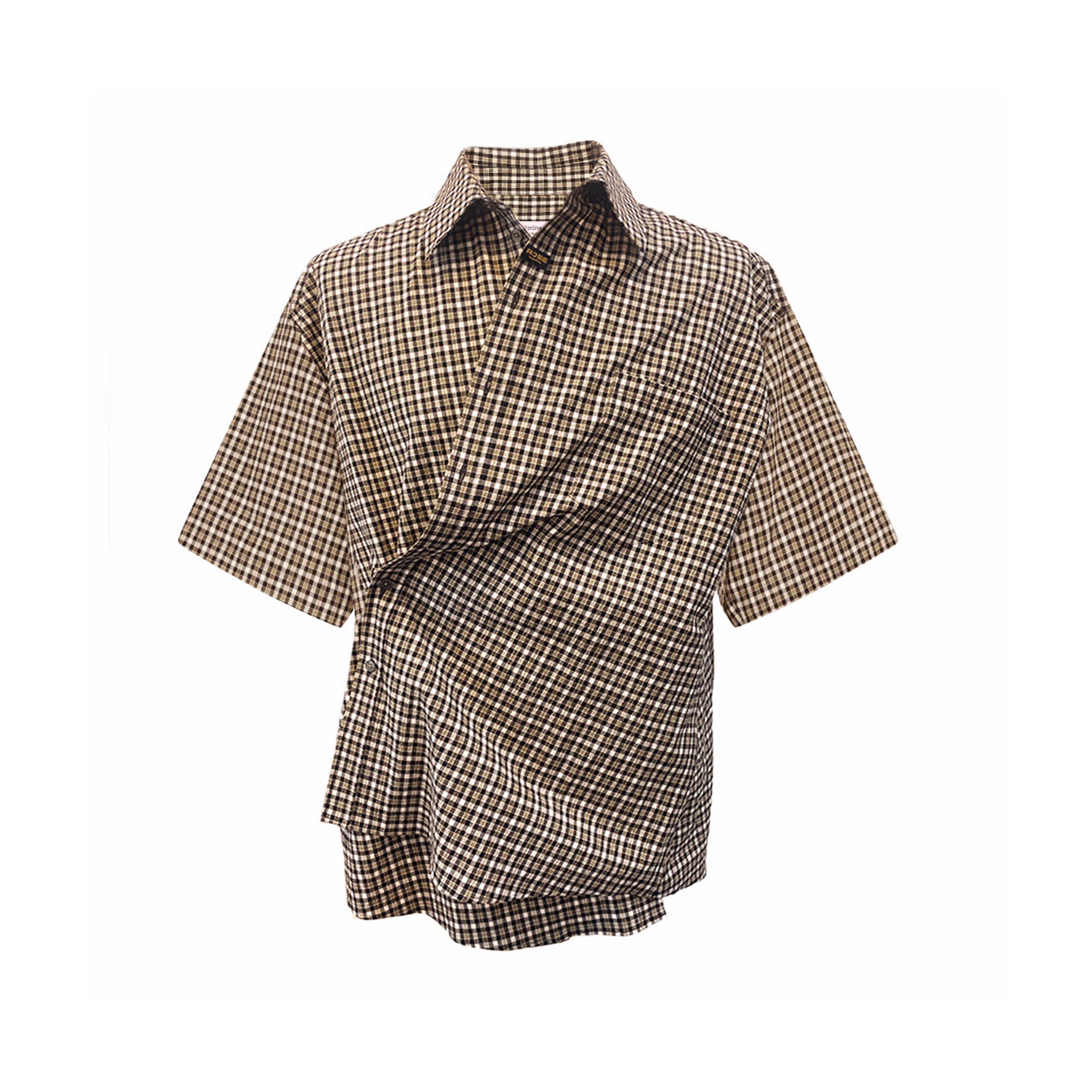 BOXY S/S WRAP SHIRT in BLACK & GREEN CHECK - Shirts | Martine Rose