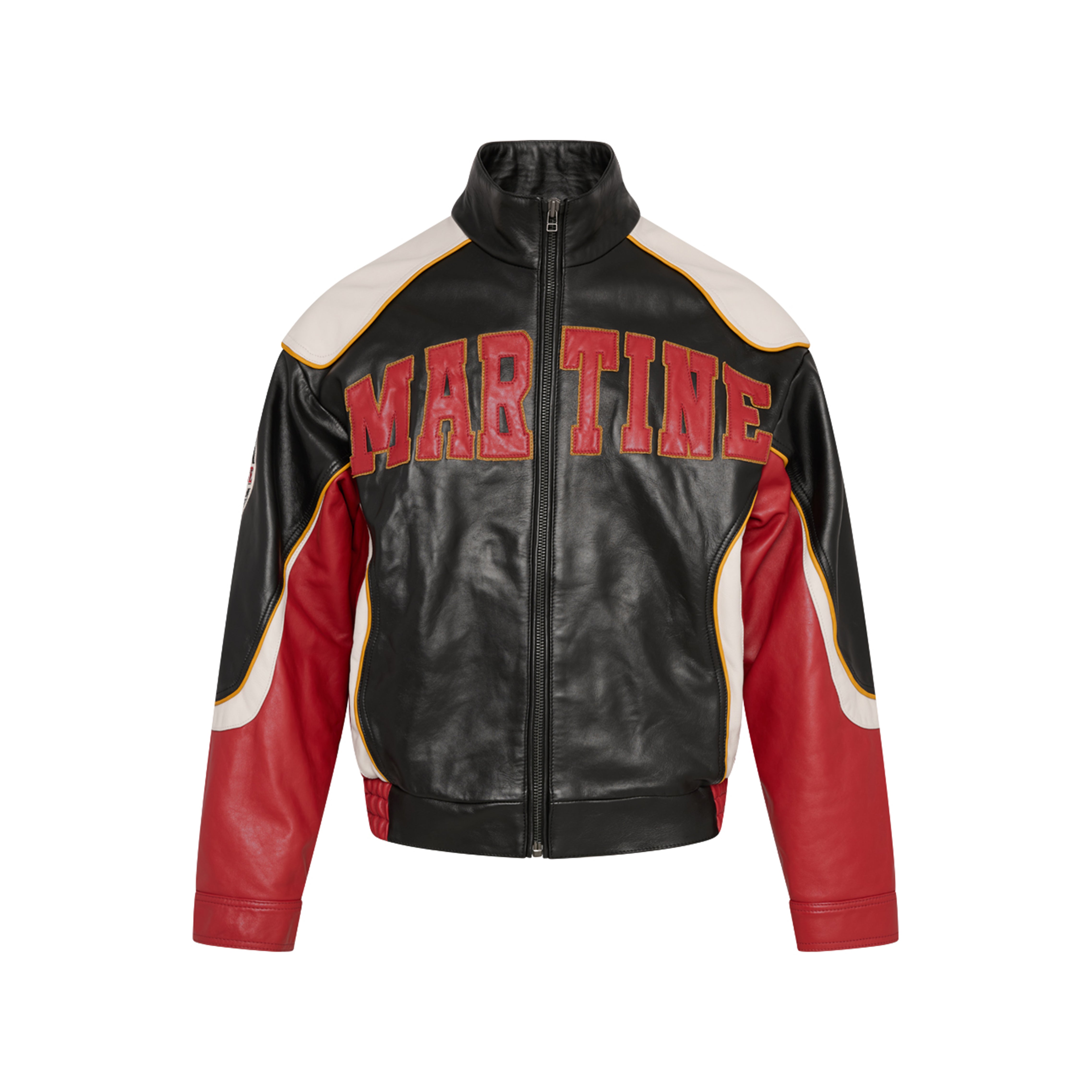 SUPERBOWL LEATHER JACKET in BLACK & RED - New arrivals | Martine Rose