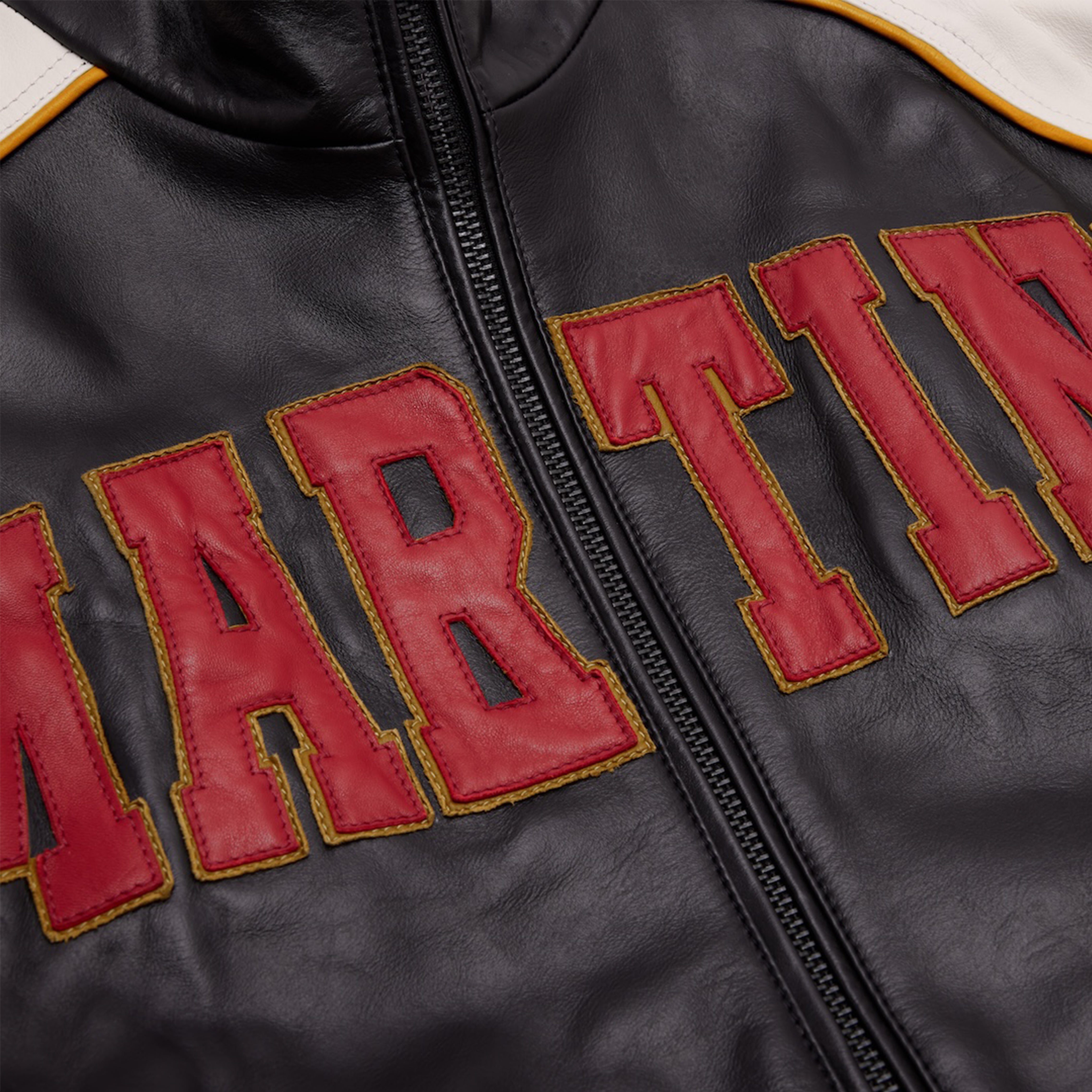 SUPERBOWL LEATHER JACKET in BLACK & RED | Martine Rose