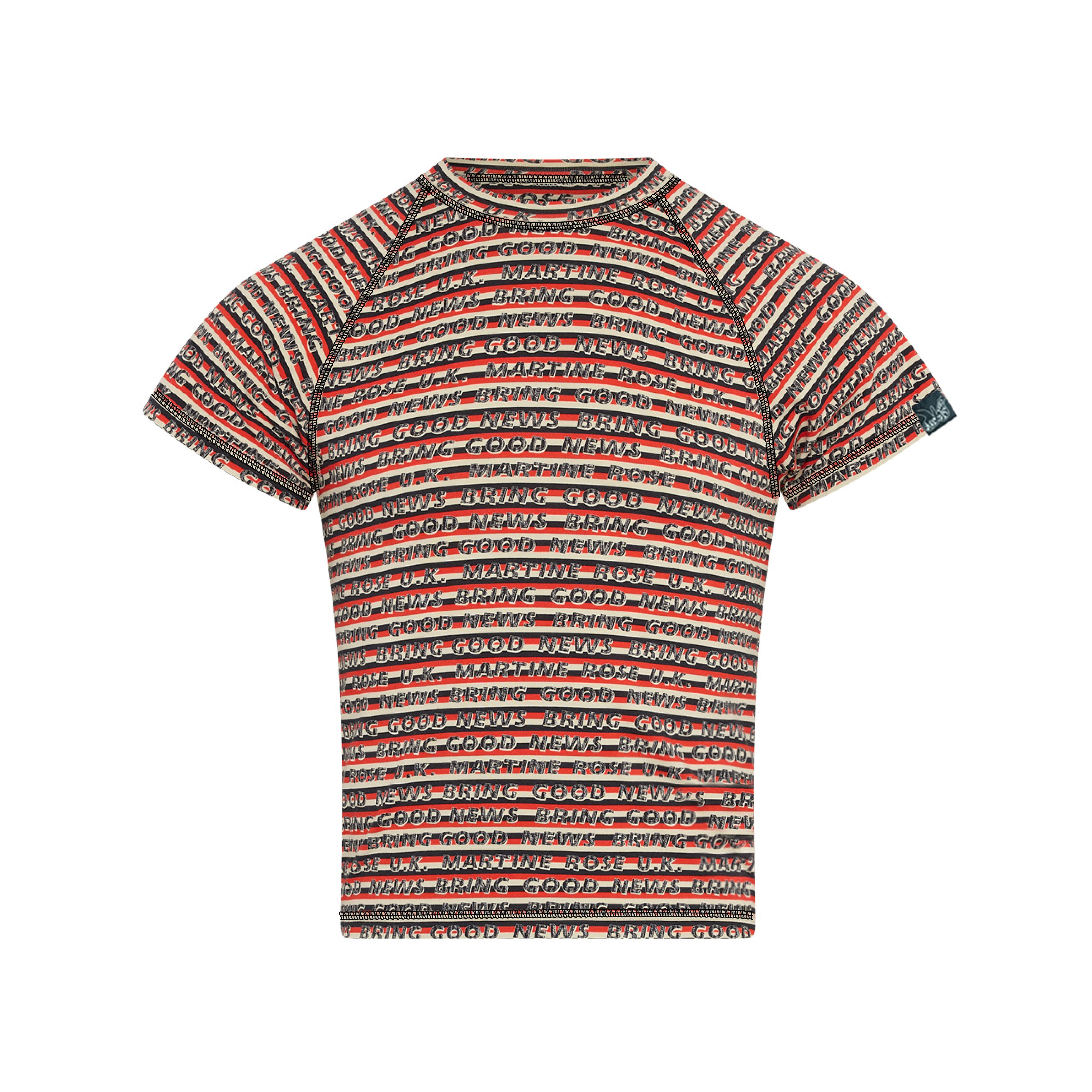 RAGLAN SHRUNKEN T-SHIRT in RED & GREY STRIPE - T-shirts | Martine Rose