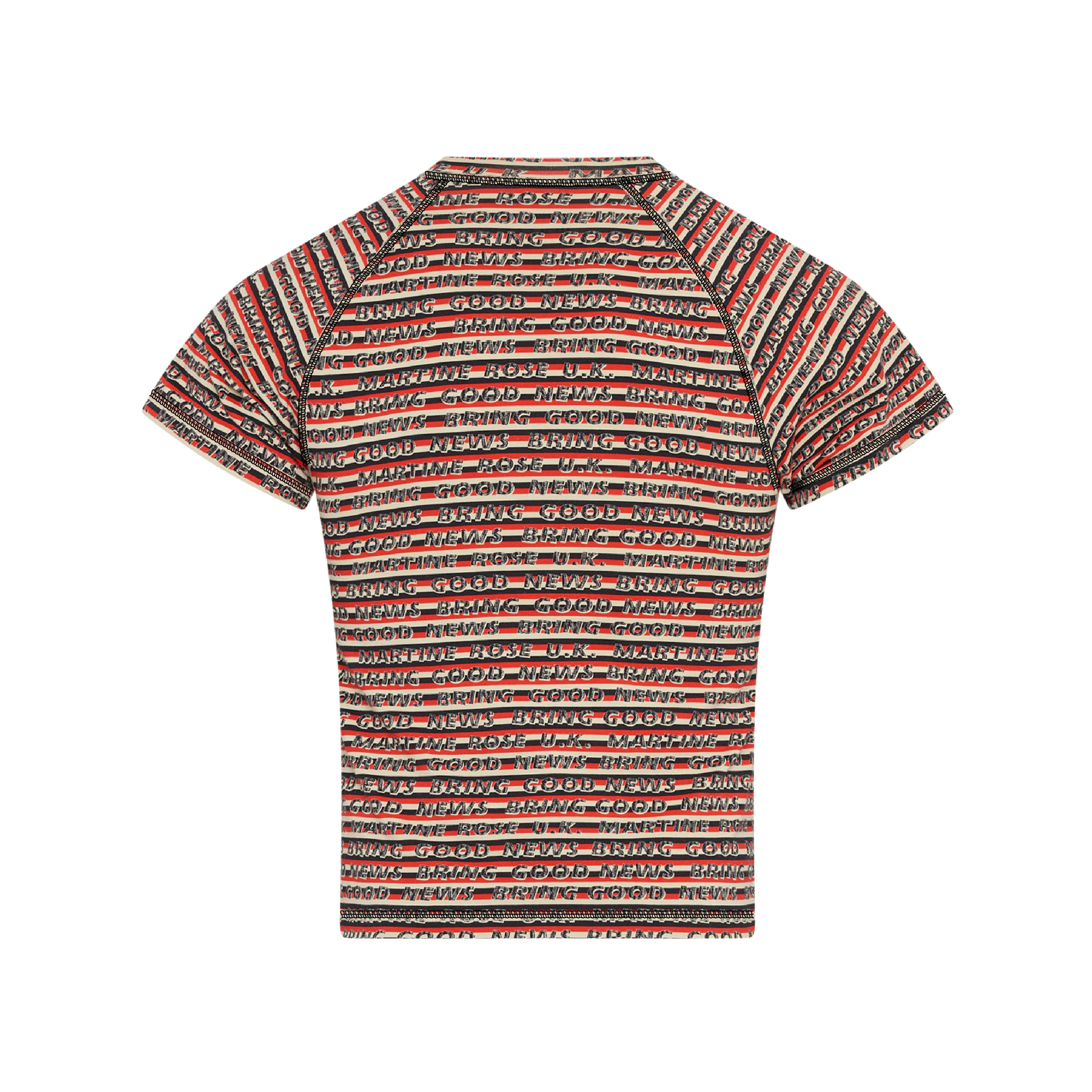 RAGLAN SHRUNKEN T-SHIRT in RED & GREY STRIPE - T-shirts | Martine Rose