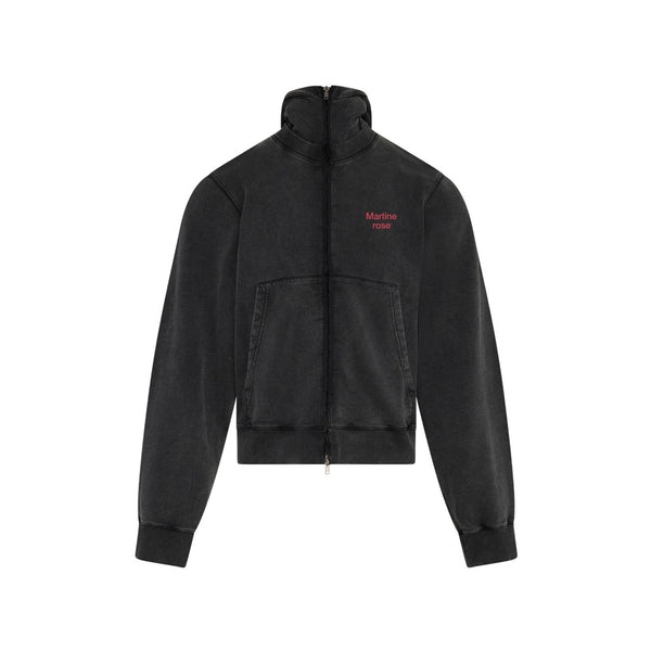 Martine Rose hooded zip crew in washed black