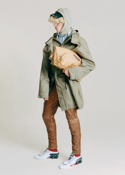 Martine Rose half stretch trench coat in khaki green