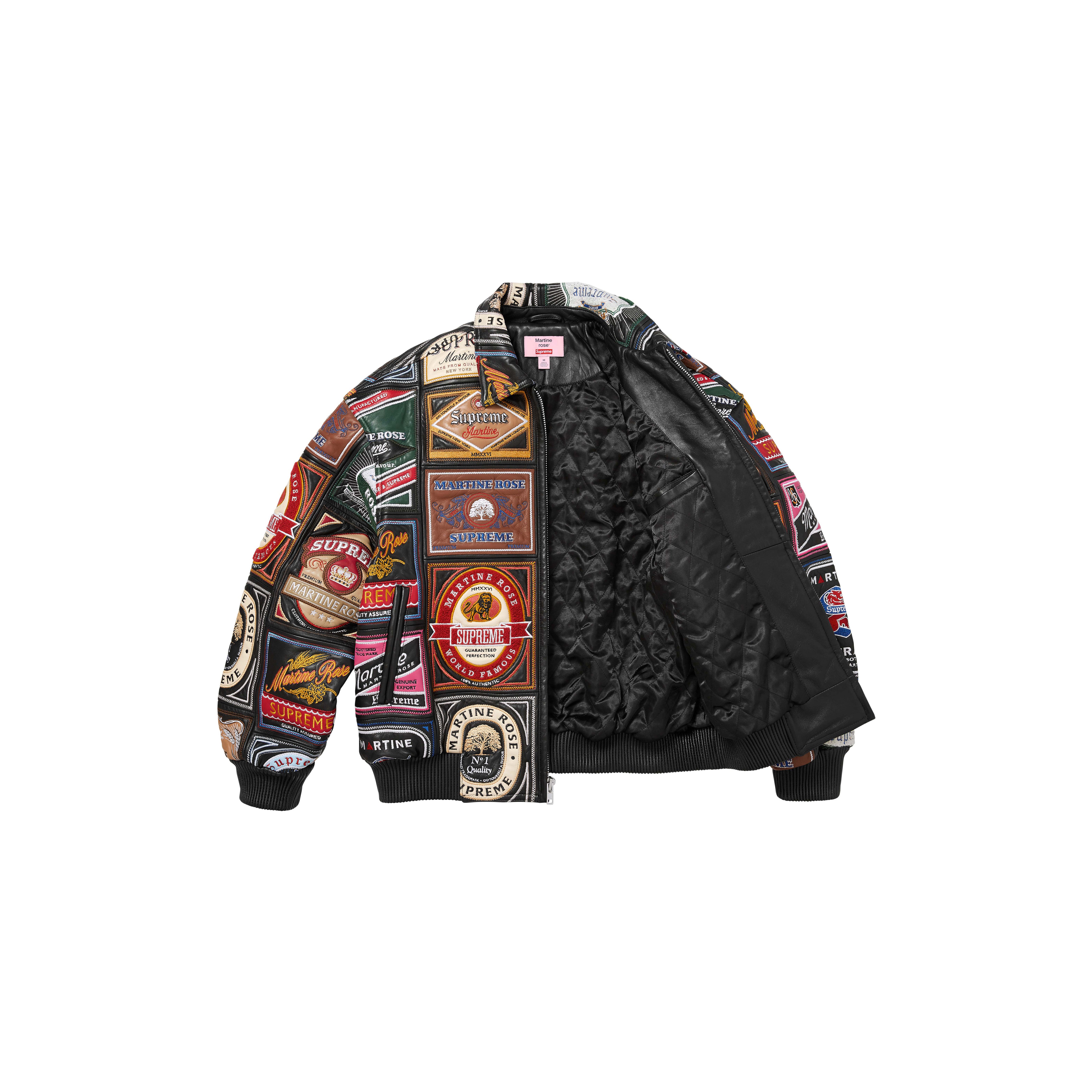 SUPREME®/MARTINE ROSE® PATCHWORK LABELS LEATHER JACKET in MULTI | Martine Rose