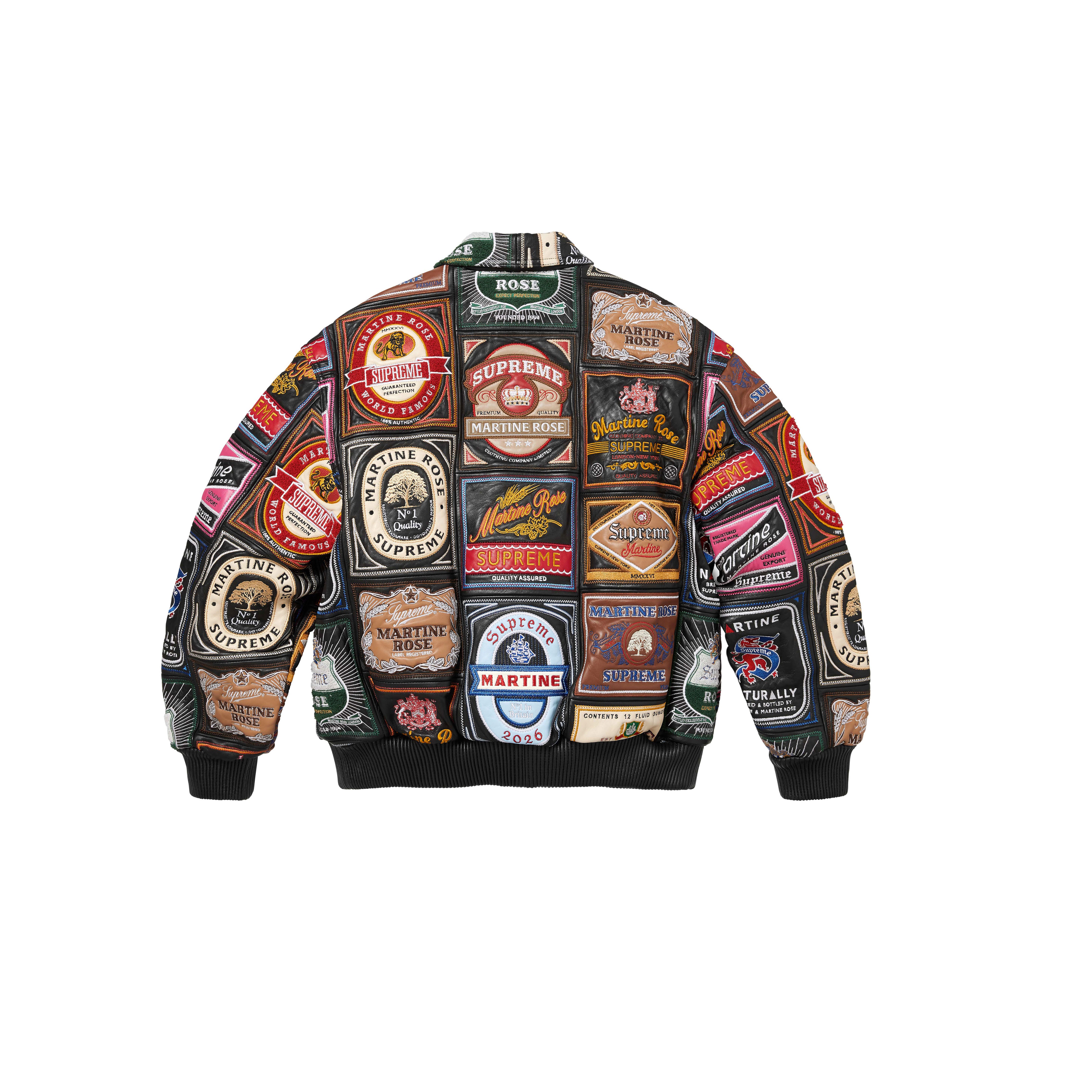 SUPREME®/MARTINE ROSE® PATCHWORK LABELS LEATHER JACKET in MULTI | Martine Rose