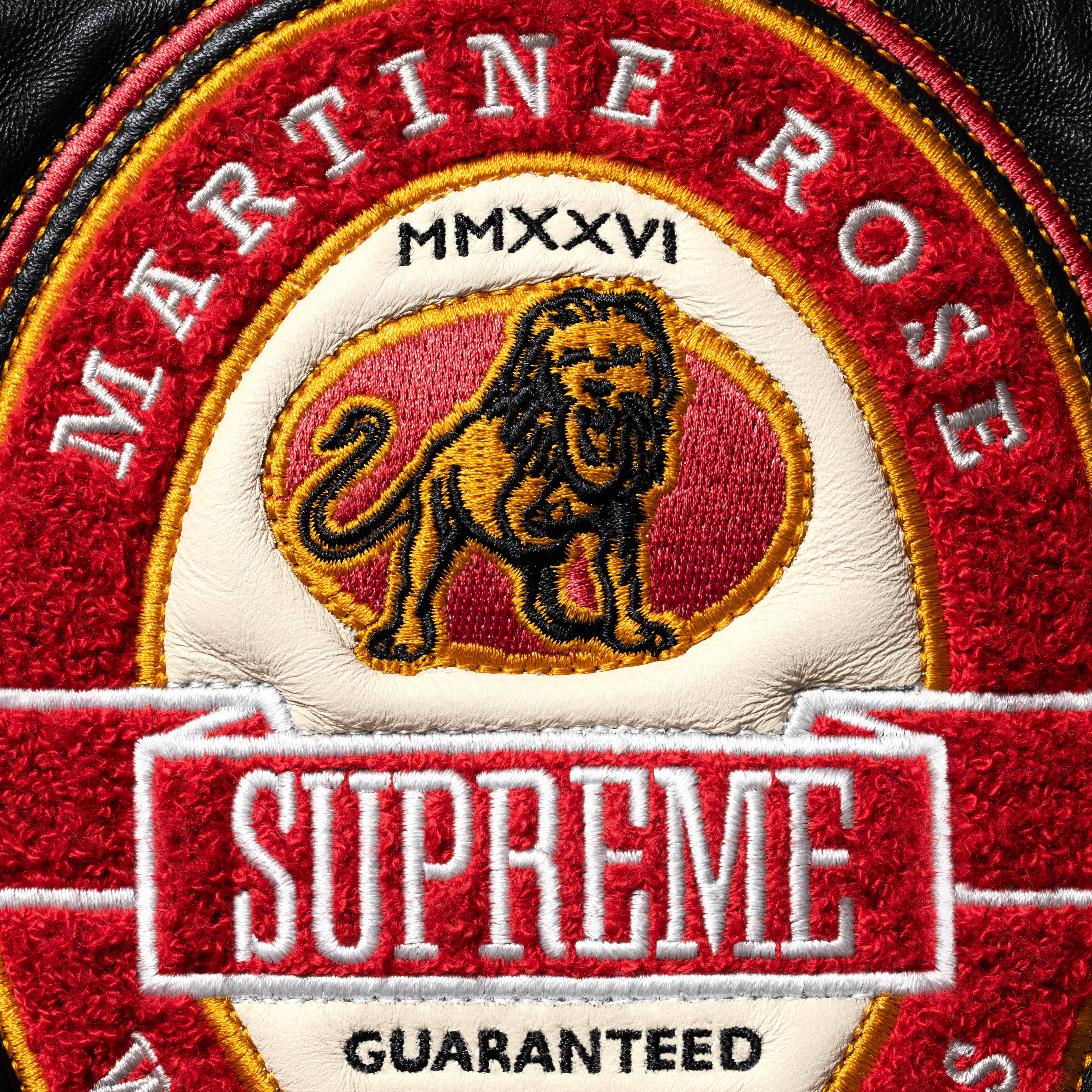 SUPREME®/MARTINE ROSE® PATCHWORK LABELS LEATHER JACKET in MULTI | Martine Rose