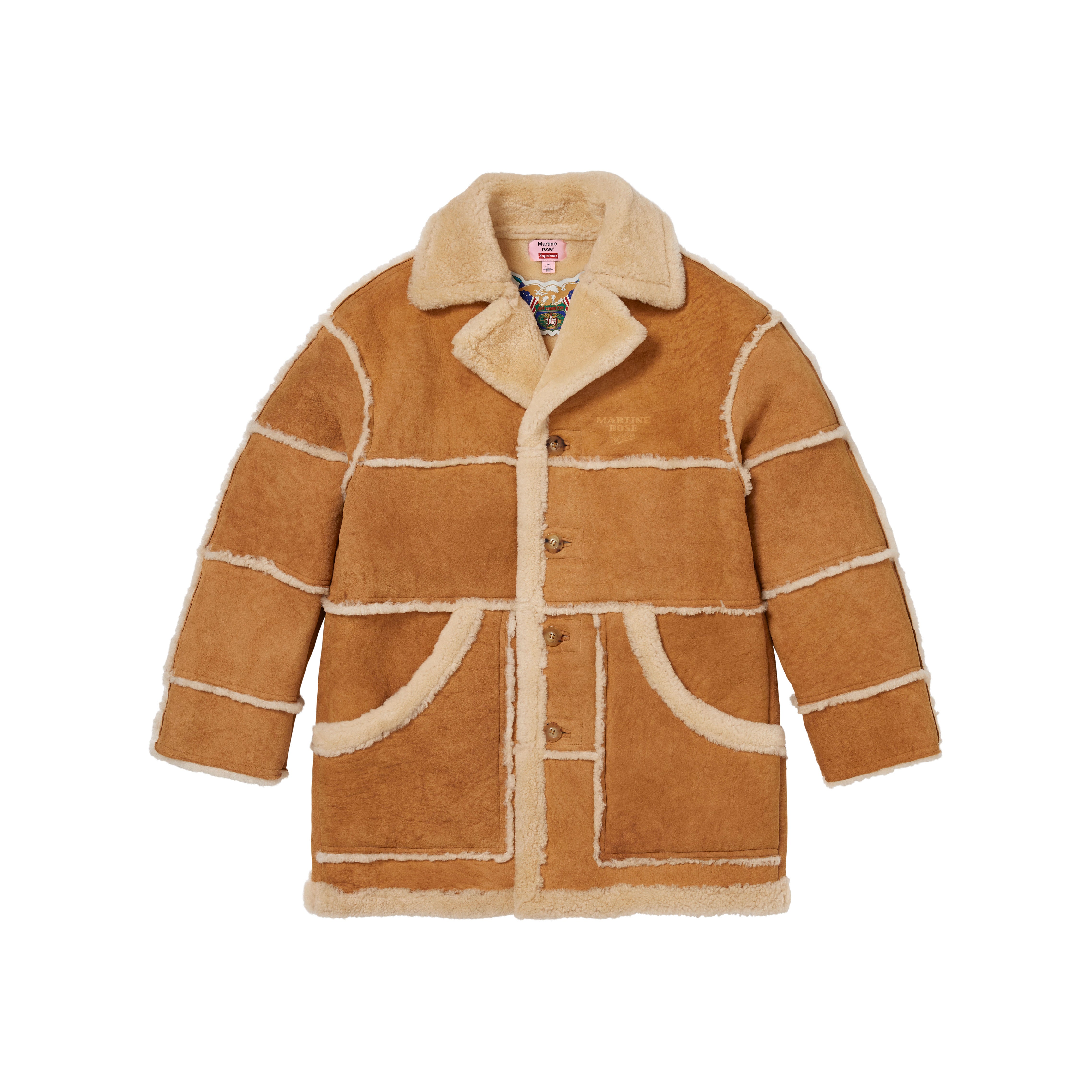 PREORDER SUPREME®/MARTINE ROSE®/JEFF HAMILTON SHEARLING COAT in TAN | Martine Rose