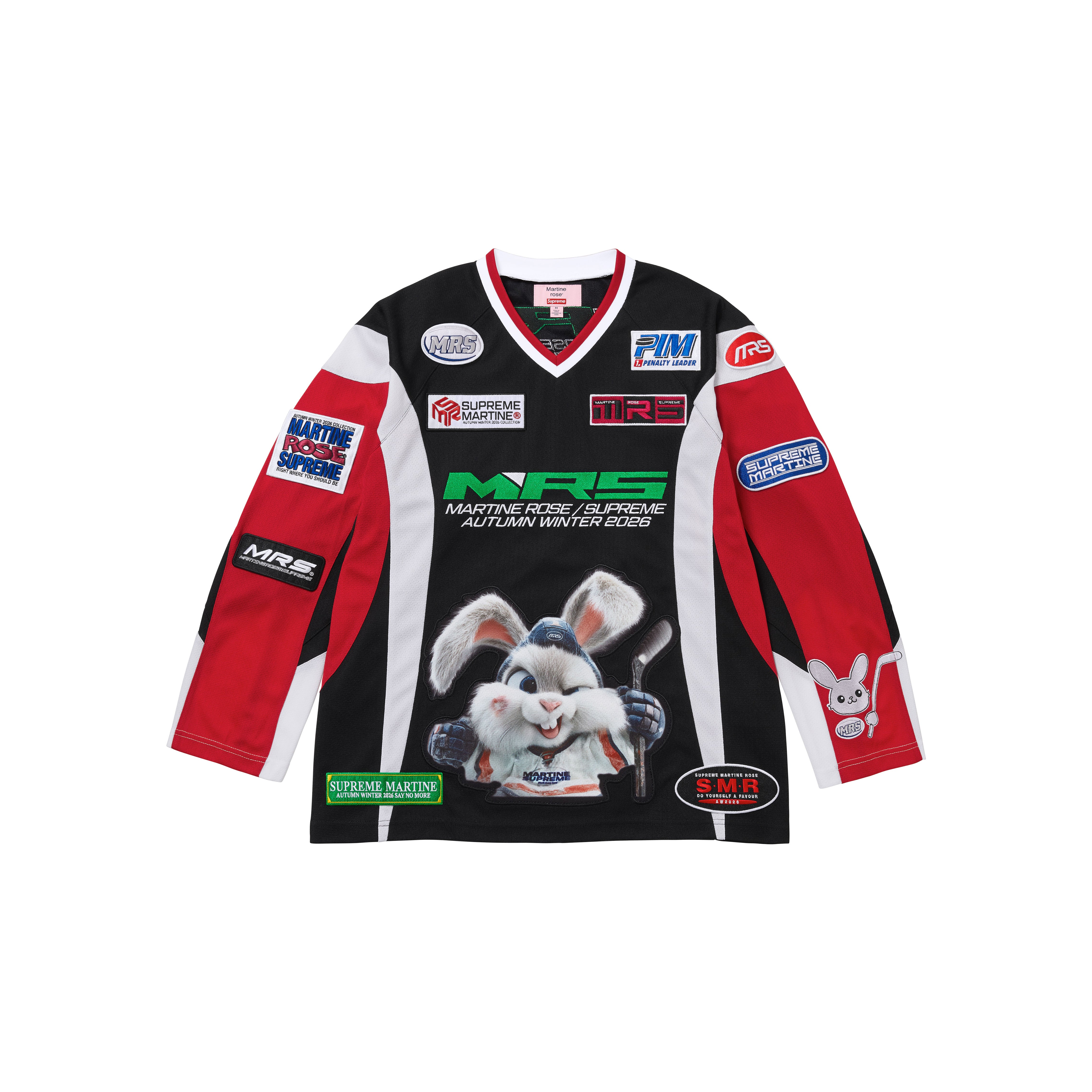 PREORDER SUPREME®/MARTINE ROSE® HOCKEY JERSEY in BLACK | Martine Rose
