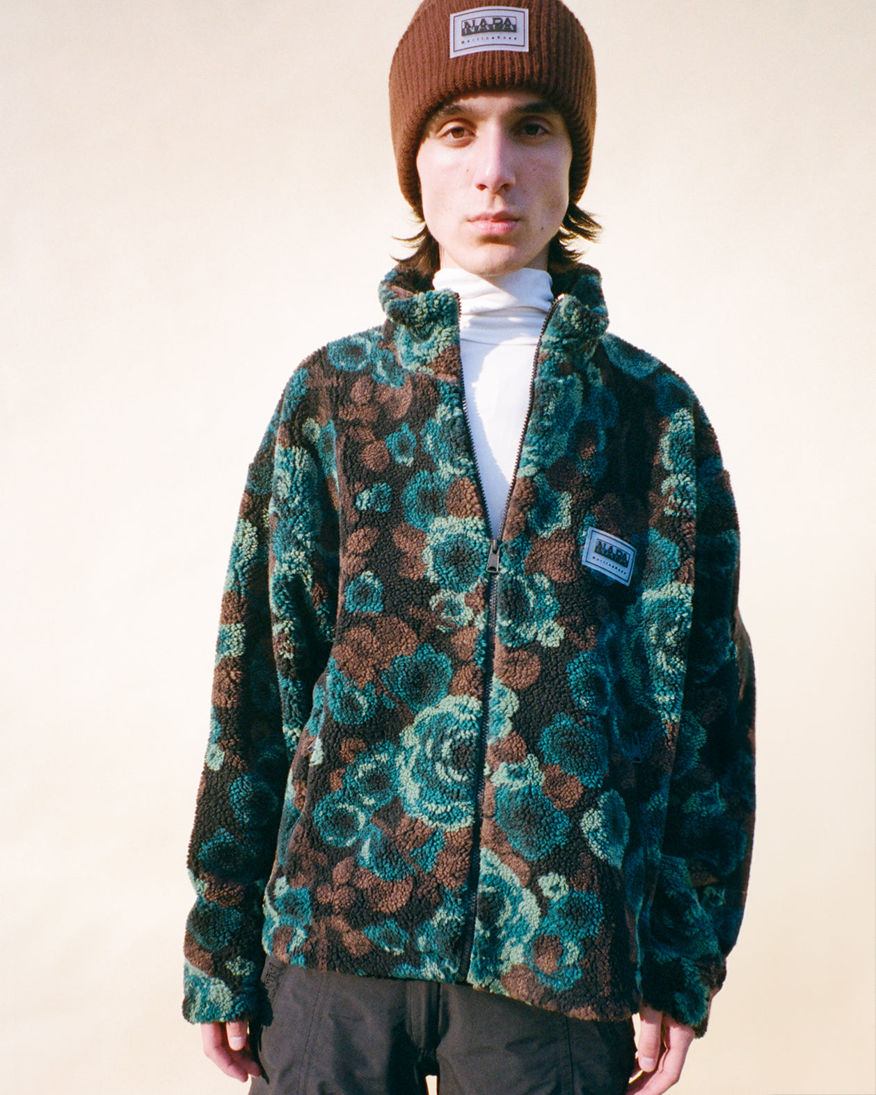 EMIN JACQUARD FULL ZIP FLEECE in TEAL FLORAL - Outerwear | Martine Rose