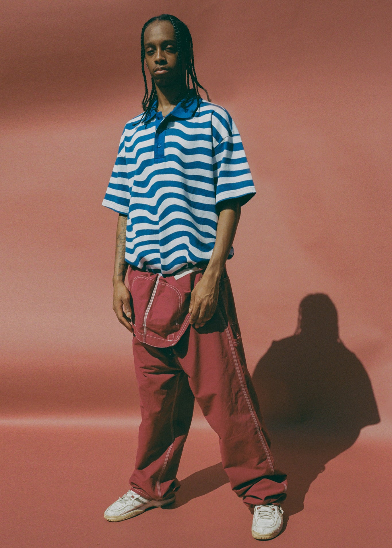 EGO S/S POLO SHIRT in BLUE STRIPE - Products | Martine Rose