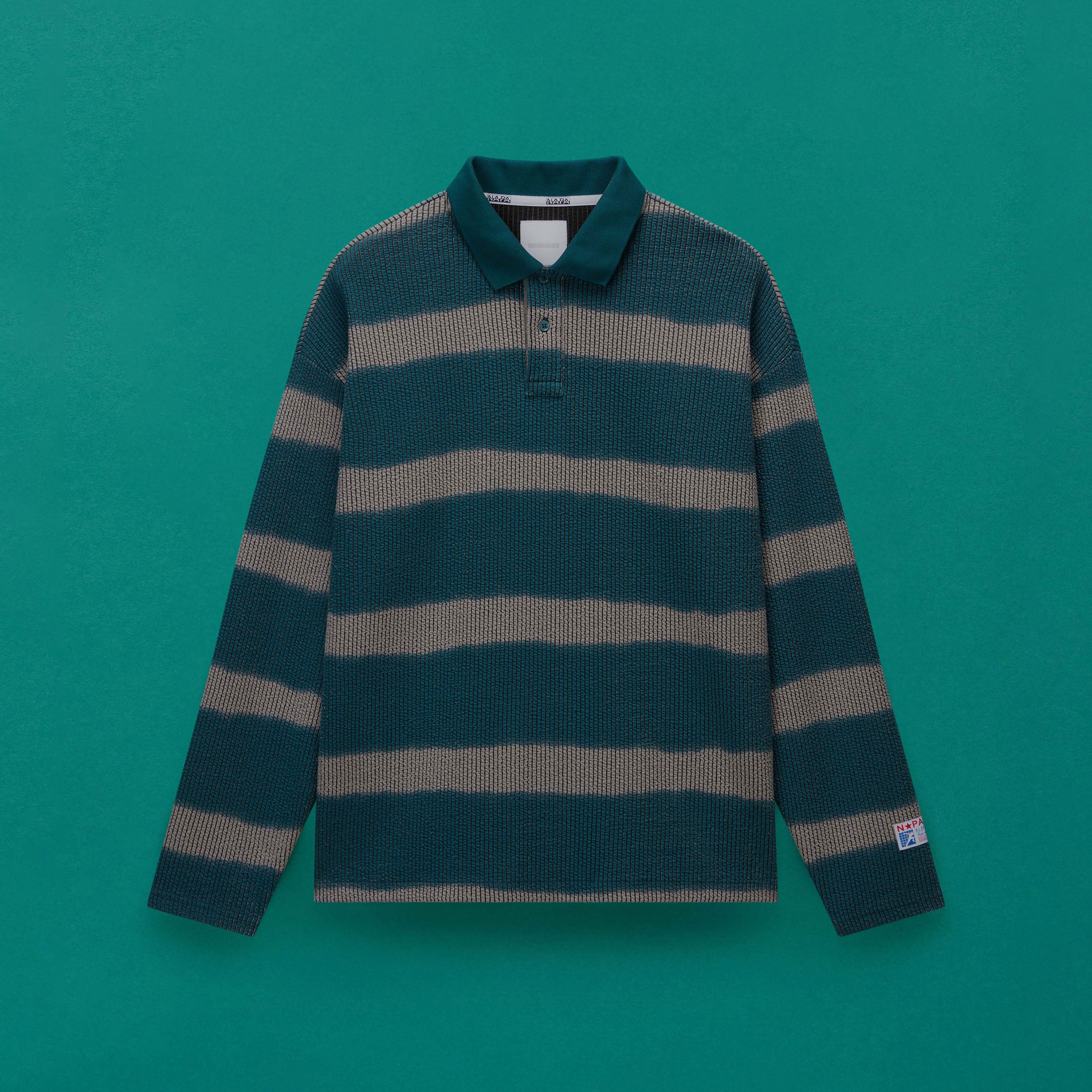 LION LONG SLEEVE POLO SHIRT in STRIPE - Tops | Martine Rose