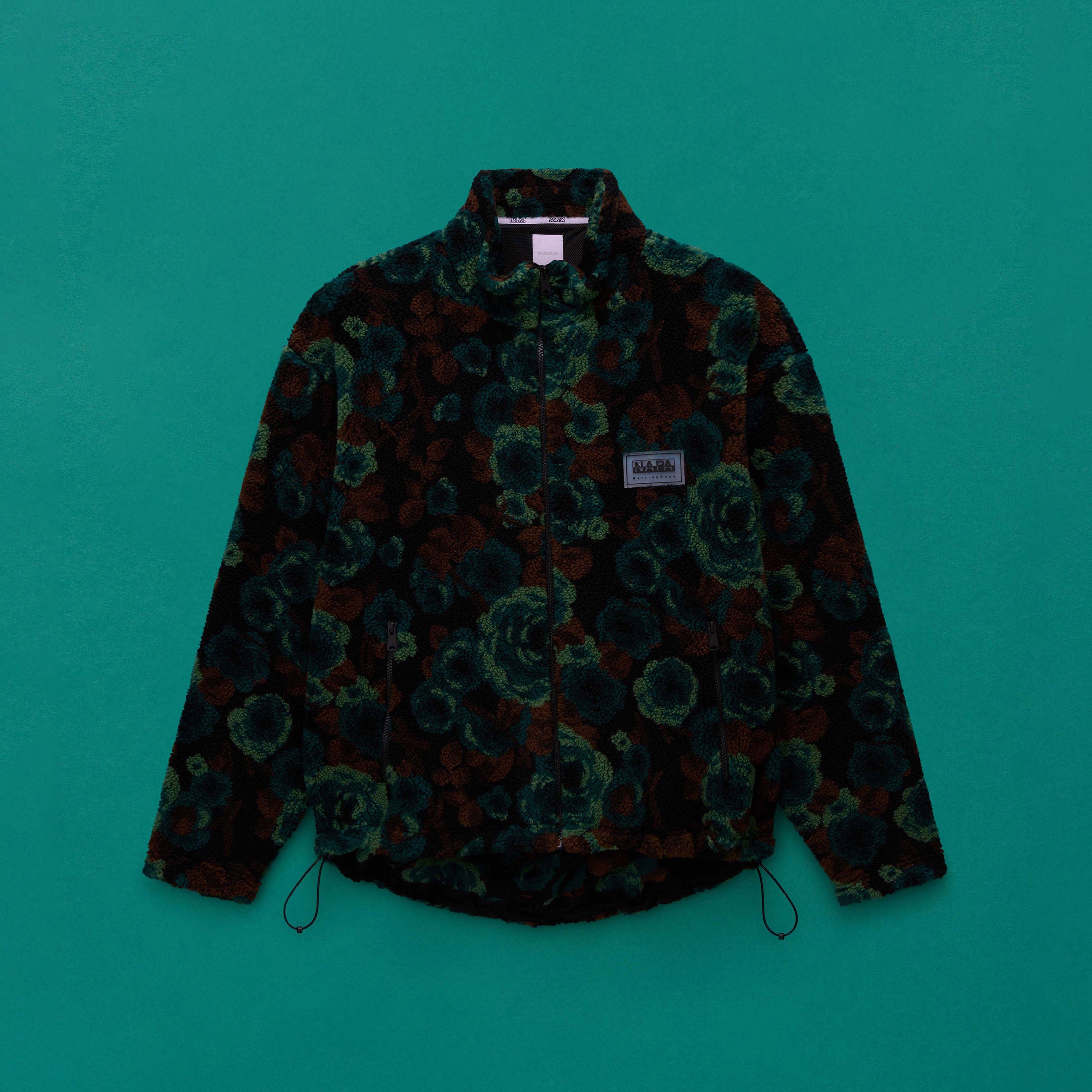 EMIN JACQUARD FULL ZIP FLEECE in TEAL FLORAL - Outerwear | Martine Rose