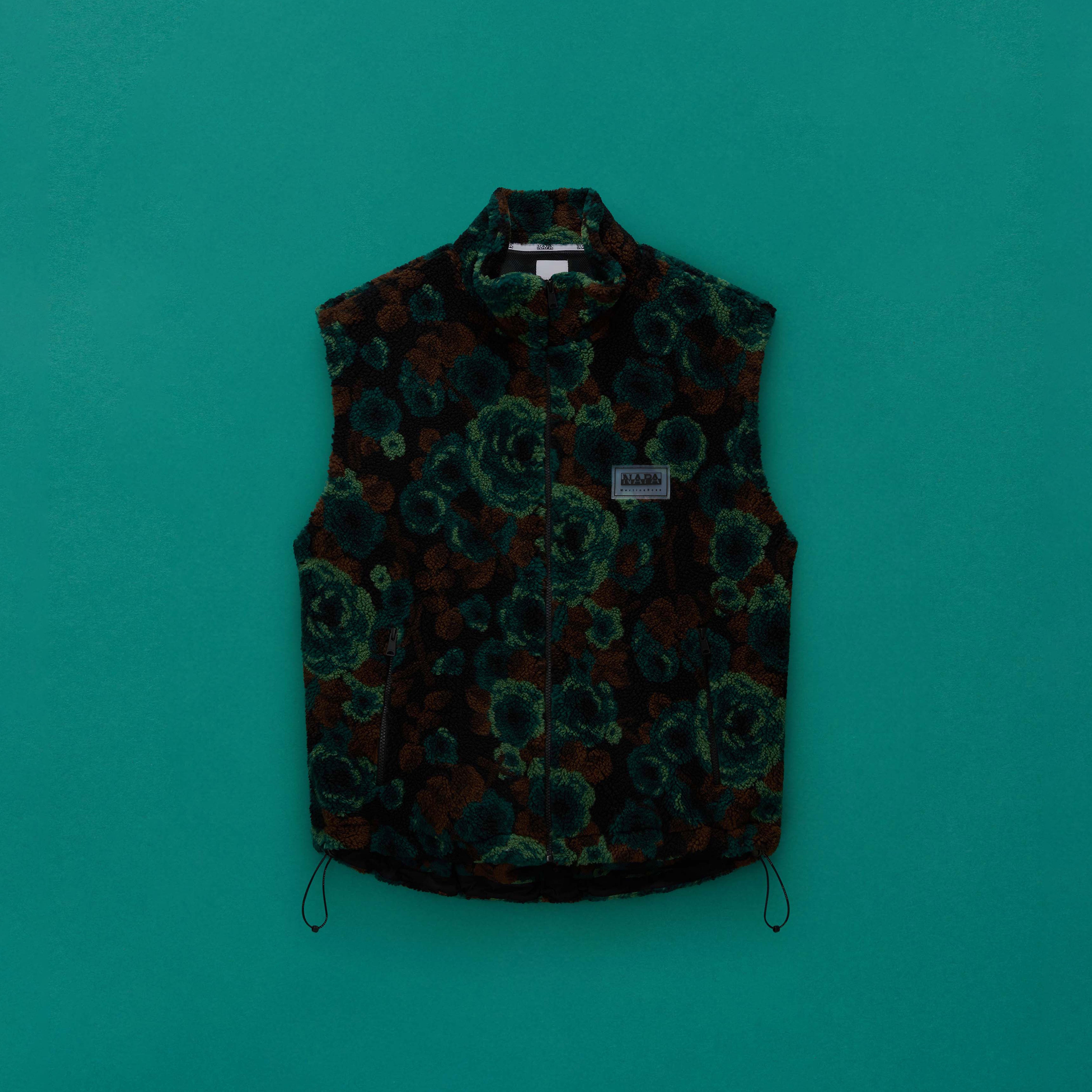 EMIN JACQUARD FLEECE VEST in TEAL FLORAL - Outerwear | Martine Rose