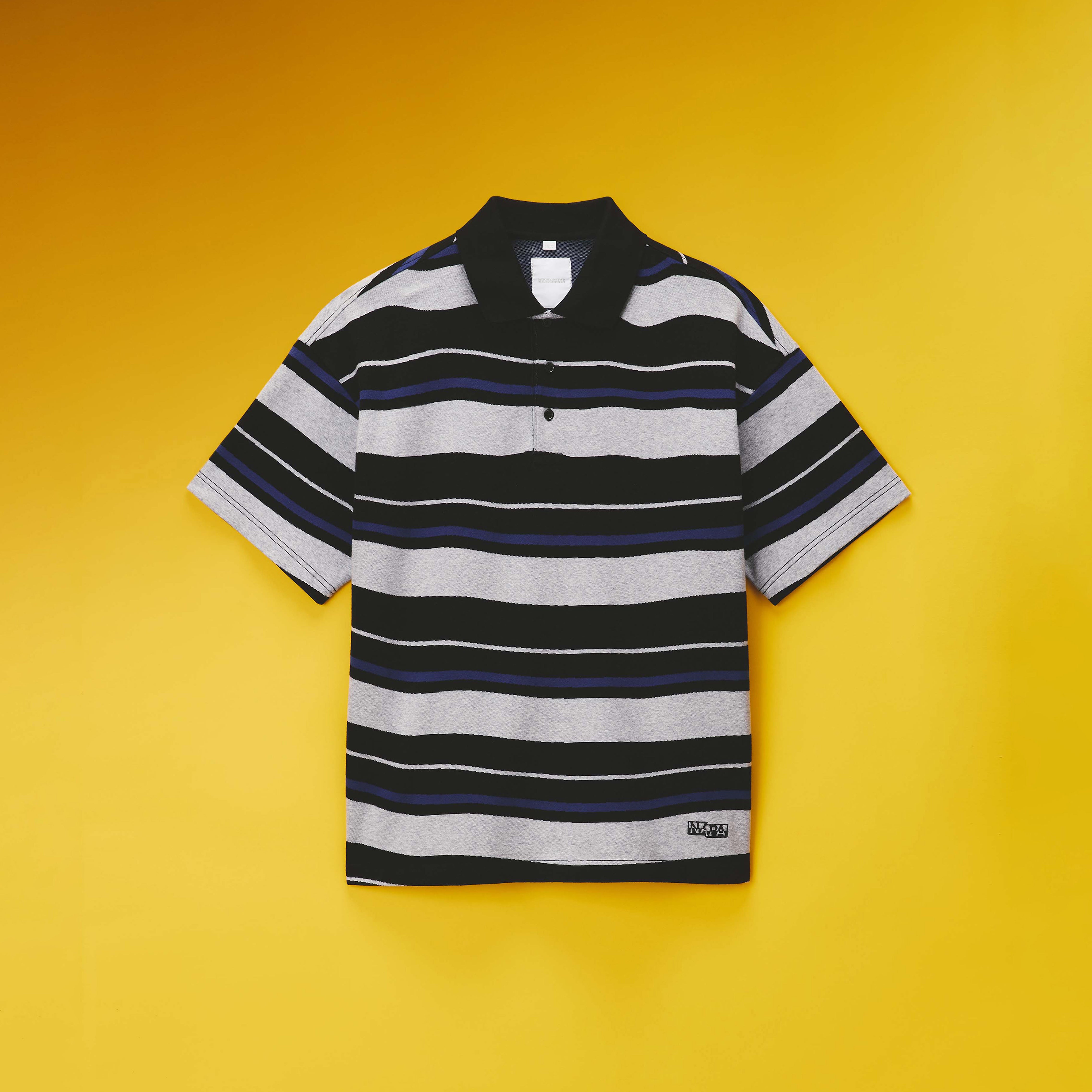 EGO S/S POLO SHIRT in GREY & BLACK STRIPE | Martine Rose