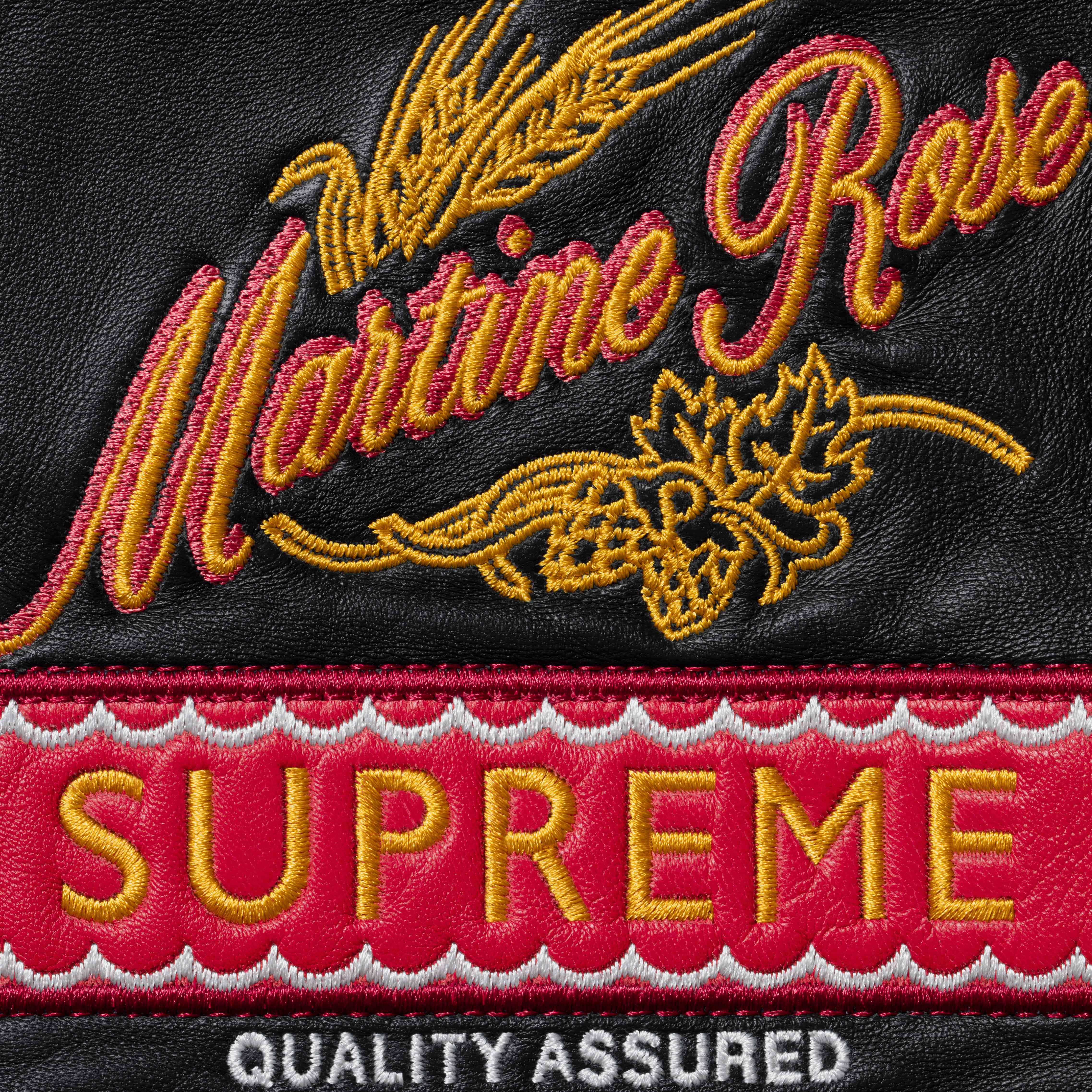 SUPREME®/MARTINE ROSE® PATCHWORK LABELS LEATHER 5-POCKET JEAN in BLACK MULTI | Martine Rose